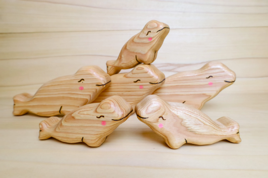 Wooden Beluga Whale Toy~ Mom Or Baby Beluga