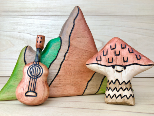 Preorder - Wooden Shaggy Cap Mushroom Toy