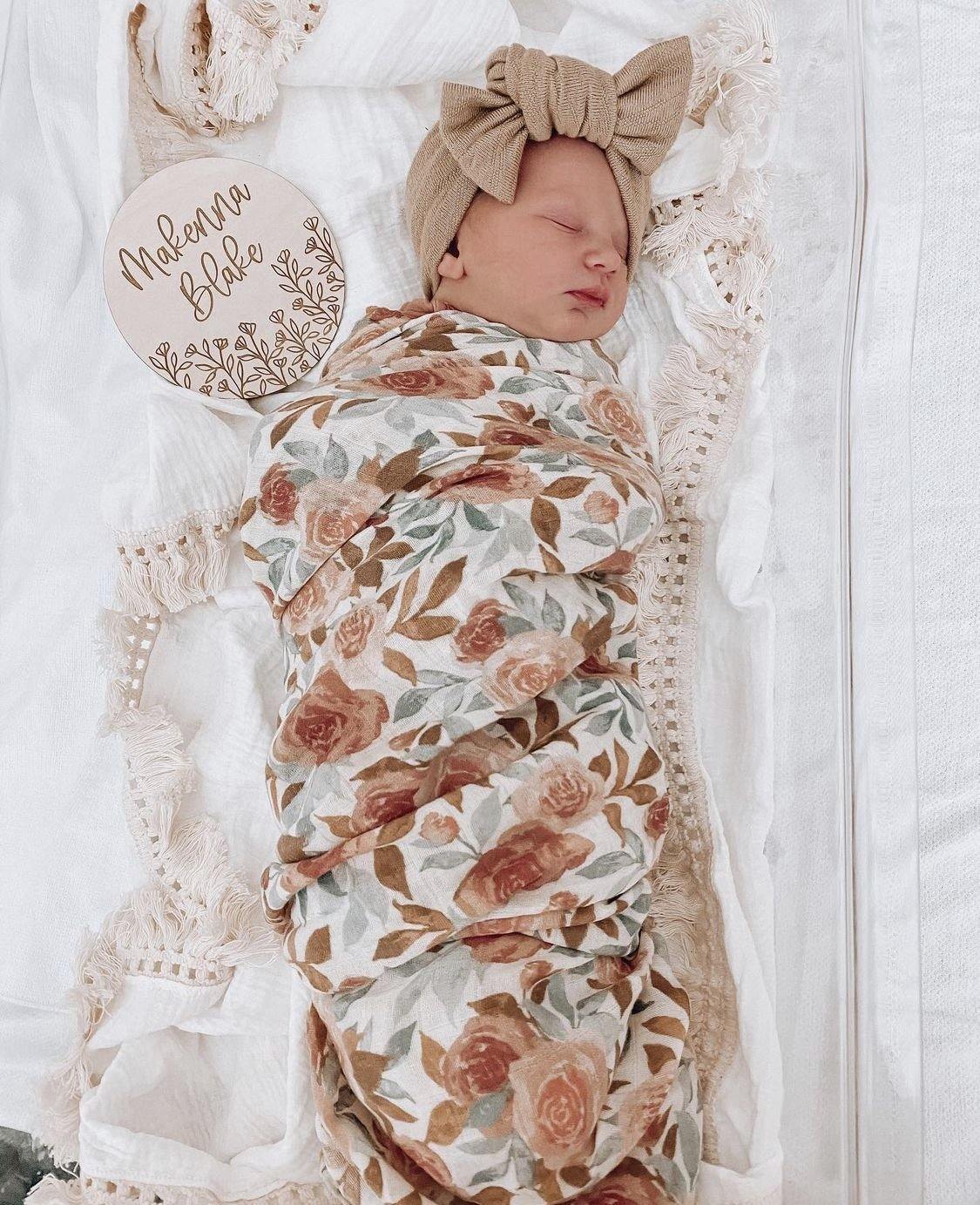 Muslin Swaddle Blanket - Dusty Pink Floral