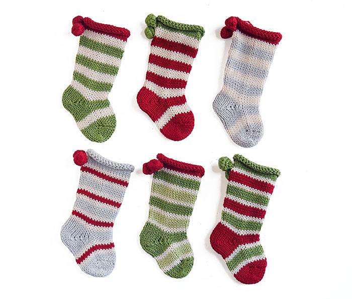 Tiny Stocking Ornaments- Set Of 6