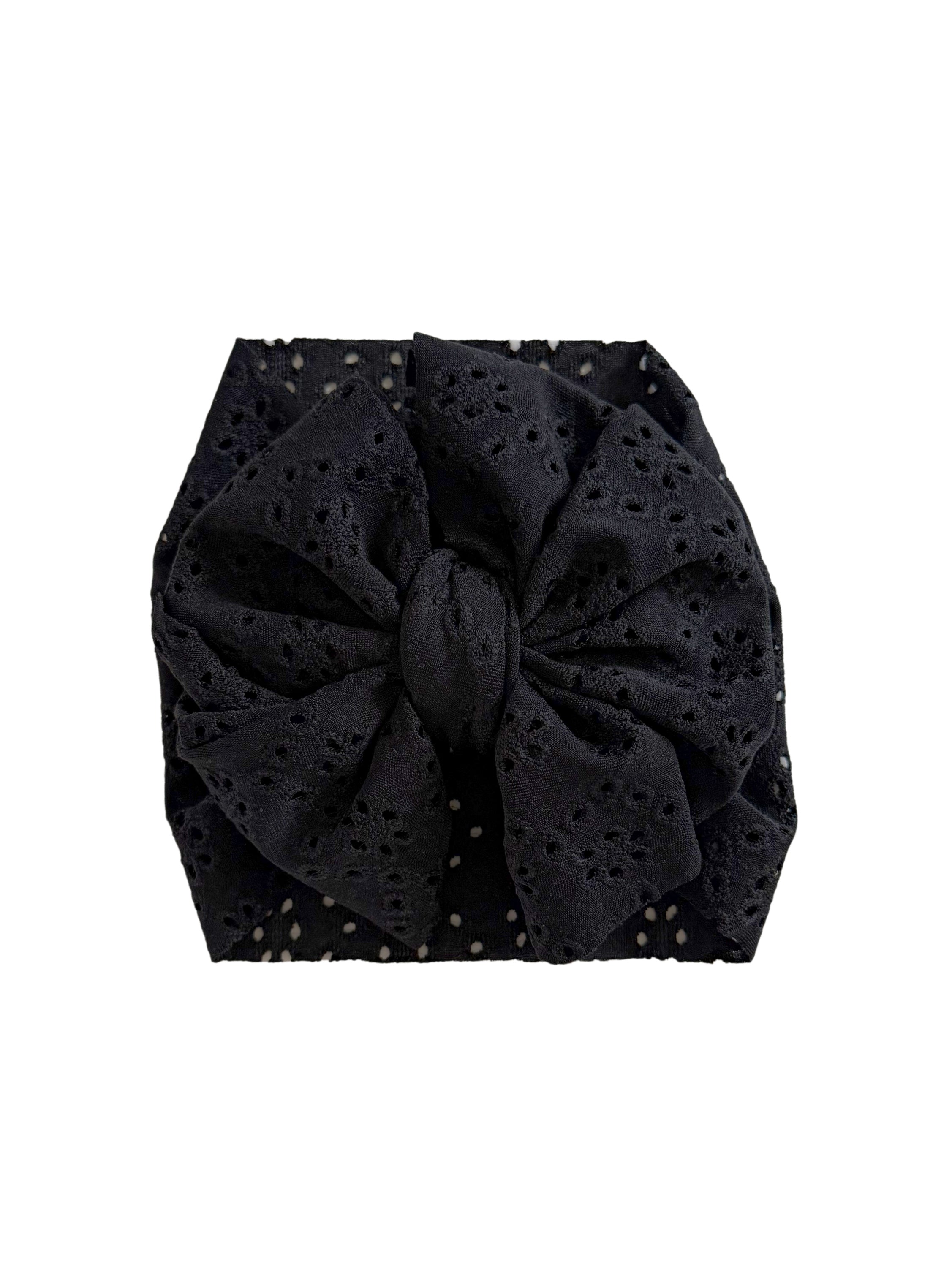 Eyelet Headwrap Bow- Black