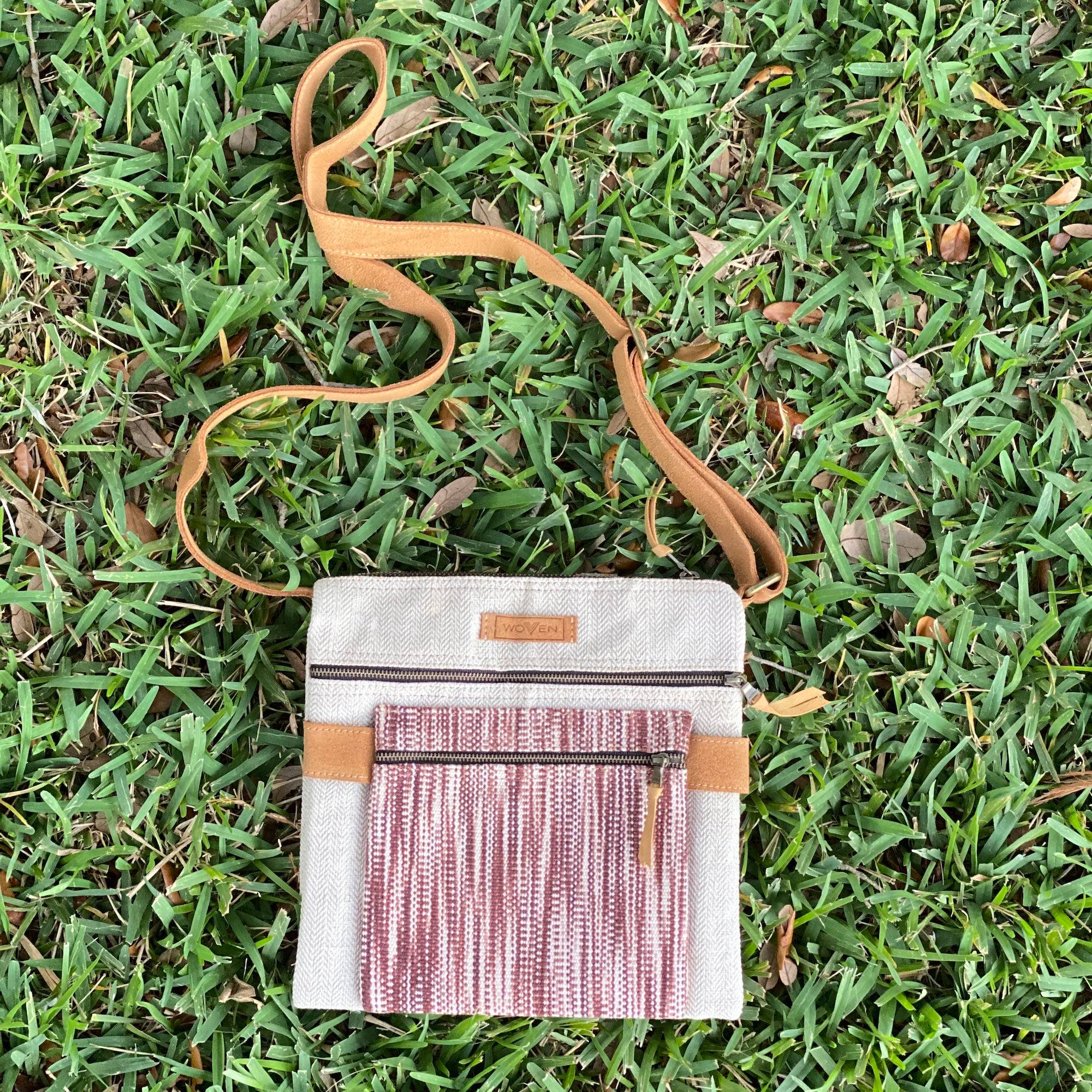 Woven Square Double Sided Crossbody Bag