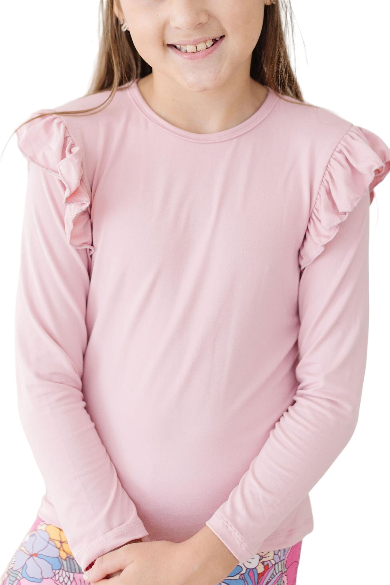 Vintage Pink L/s Ruffle Tee