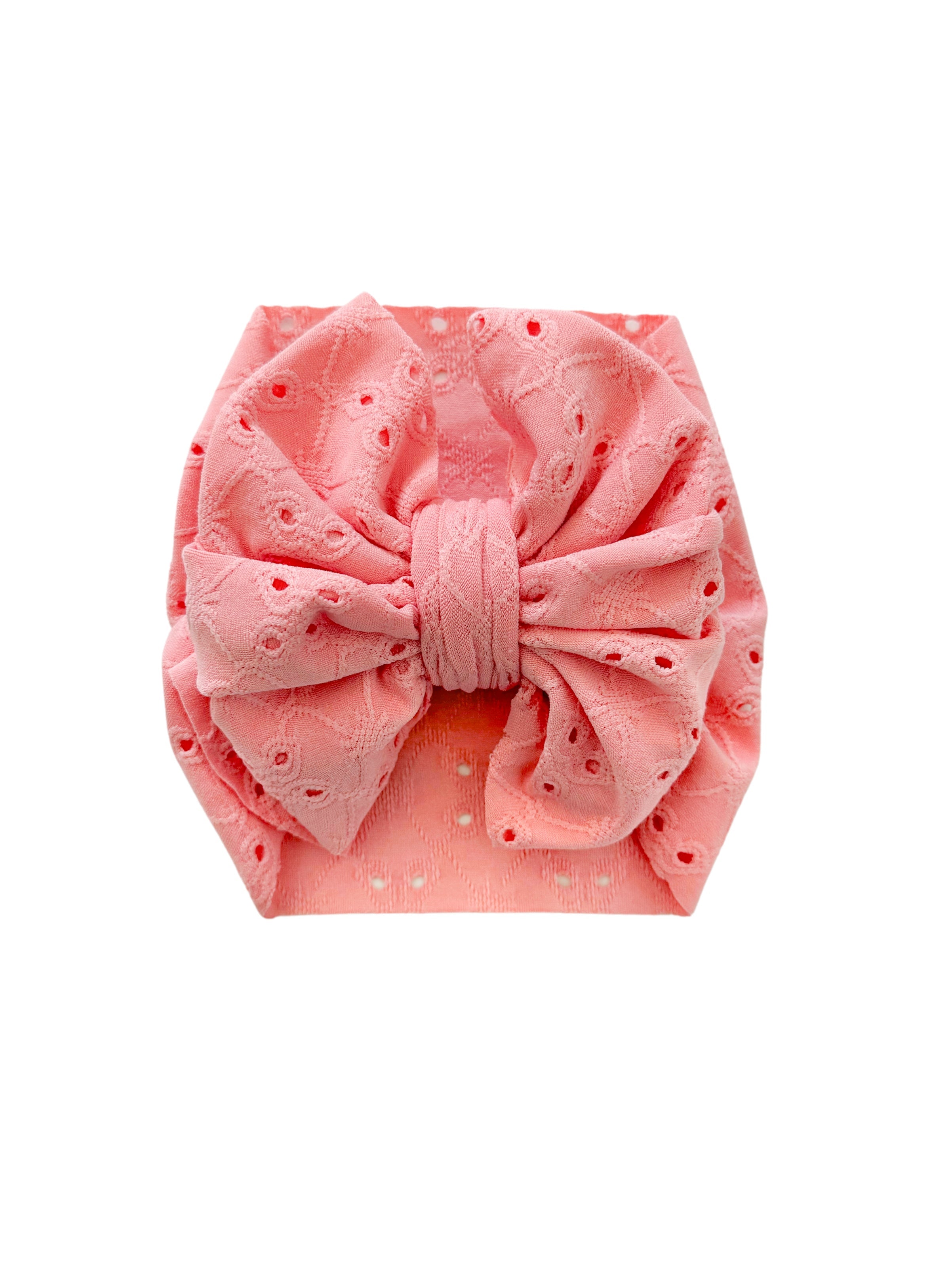 Eyelet Headwrap Bow- Pink
