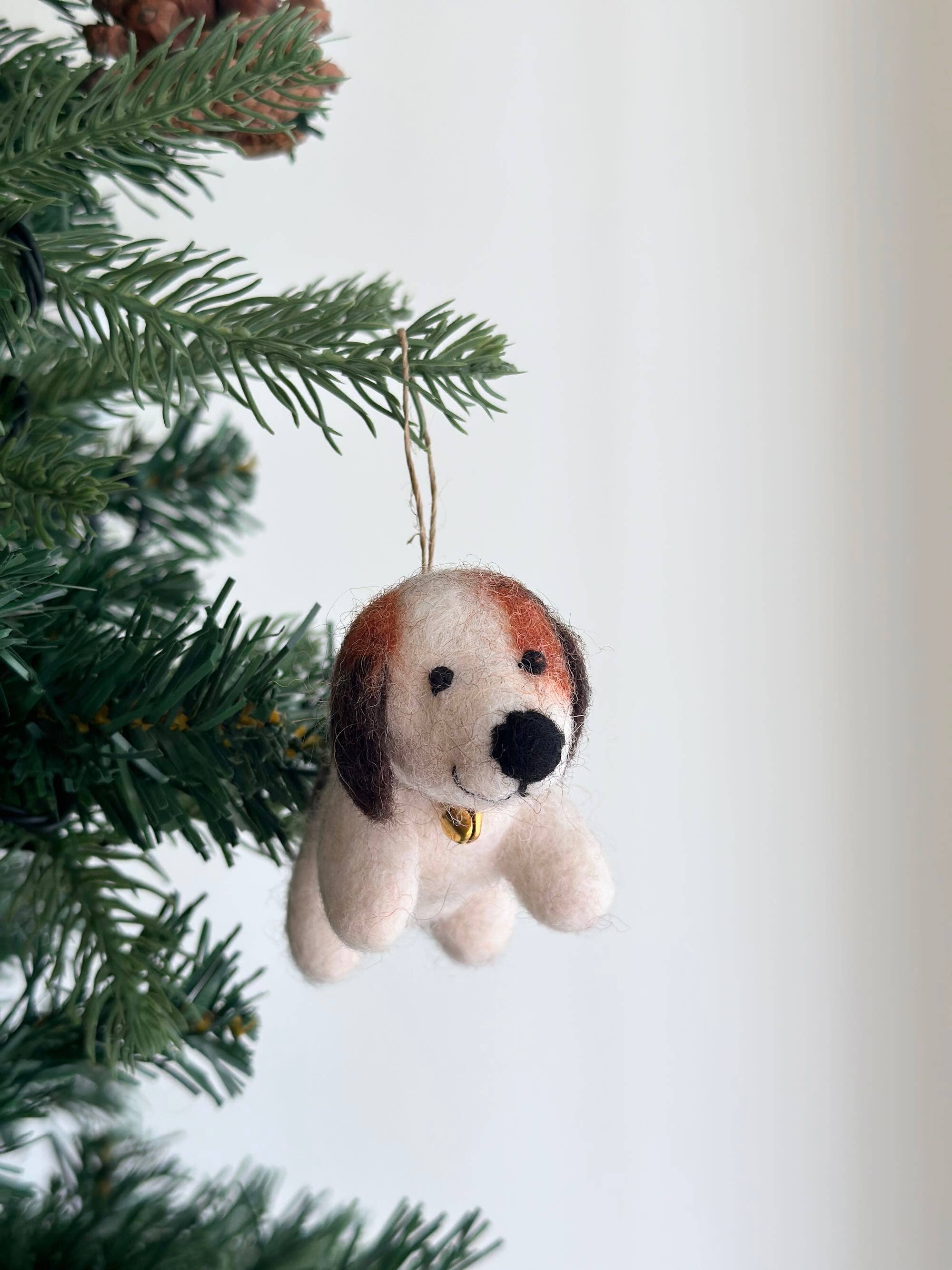Felt Ornament - Beagle With Bell