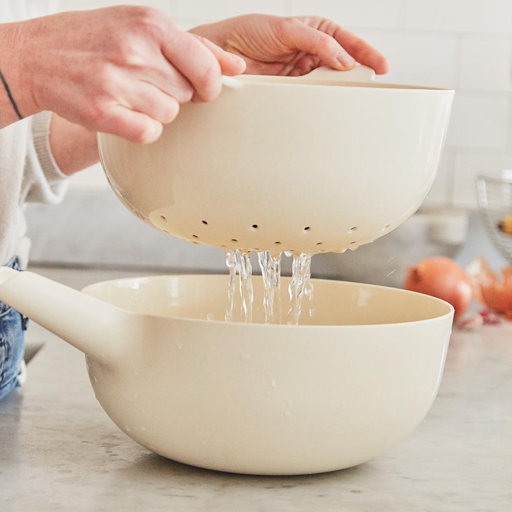 Large Mixing Bowl And Colander Set - Off White