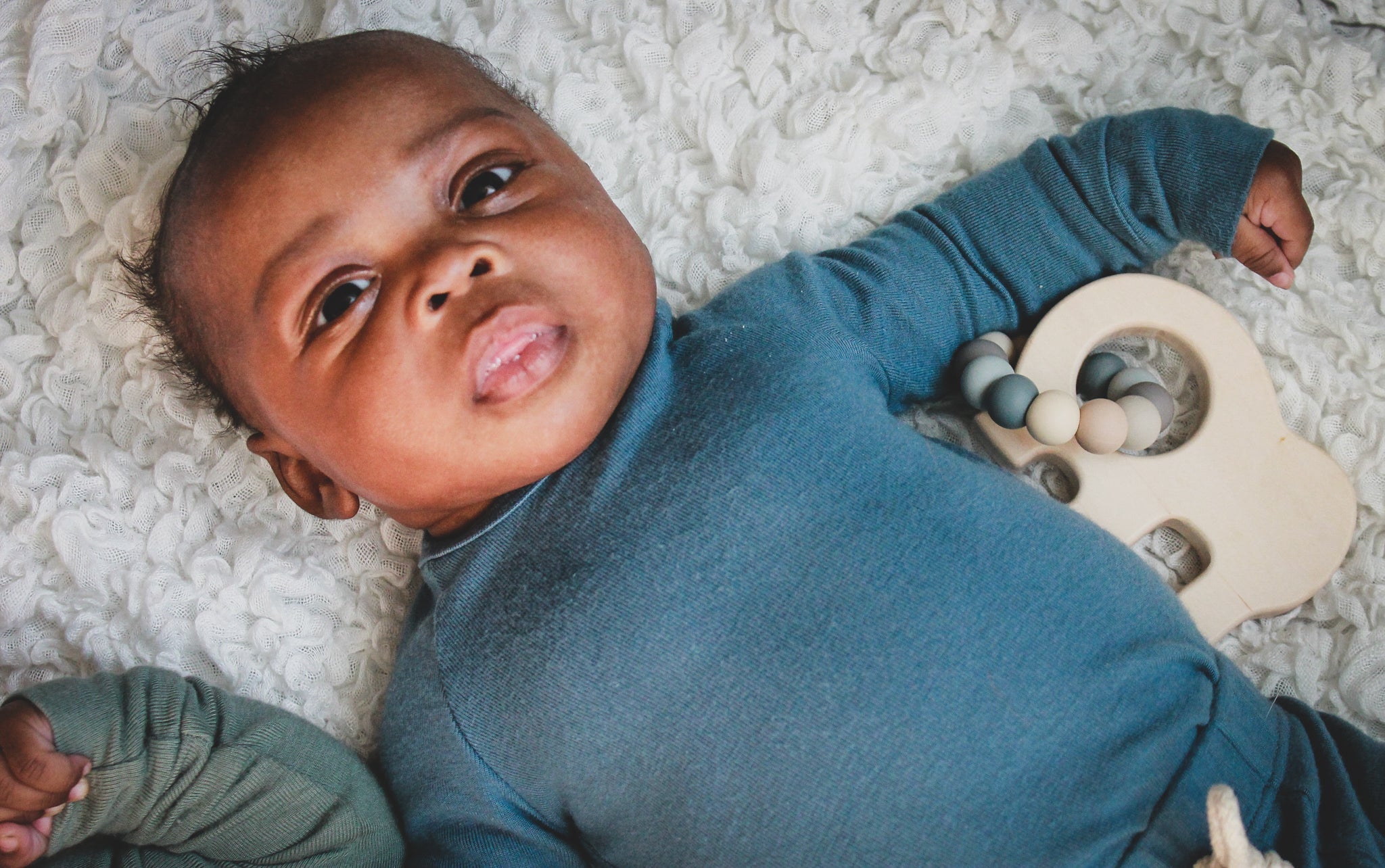 Elephant Wooden Grasping Toy With Teething Beads