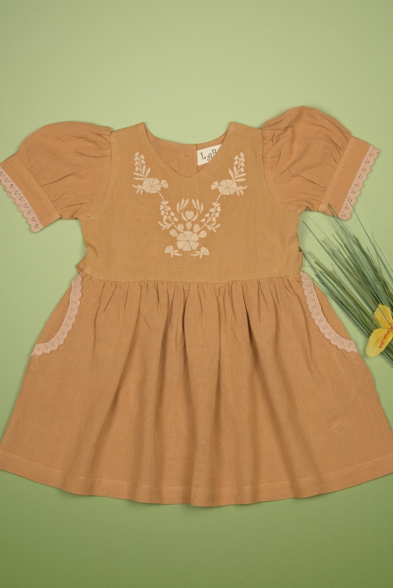 Embroidered Yoke With Puff Sleeves