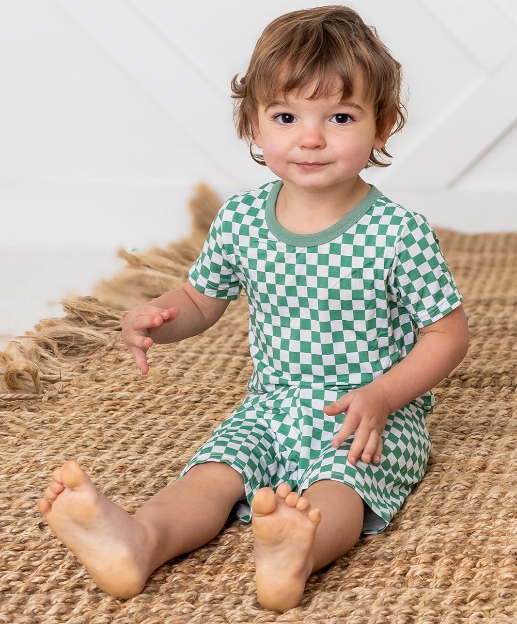 Emerald Checks Shorts Pj Set
