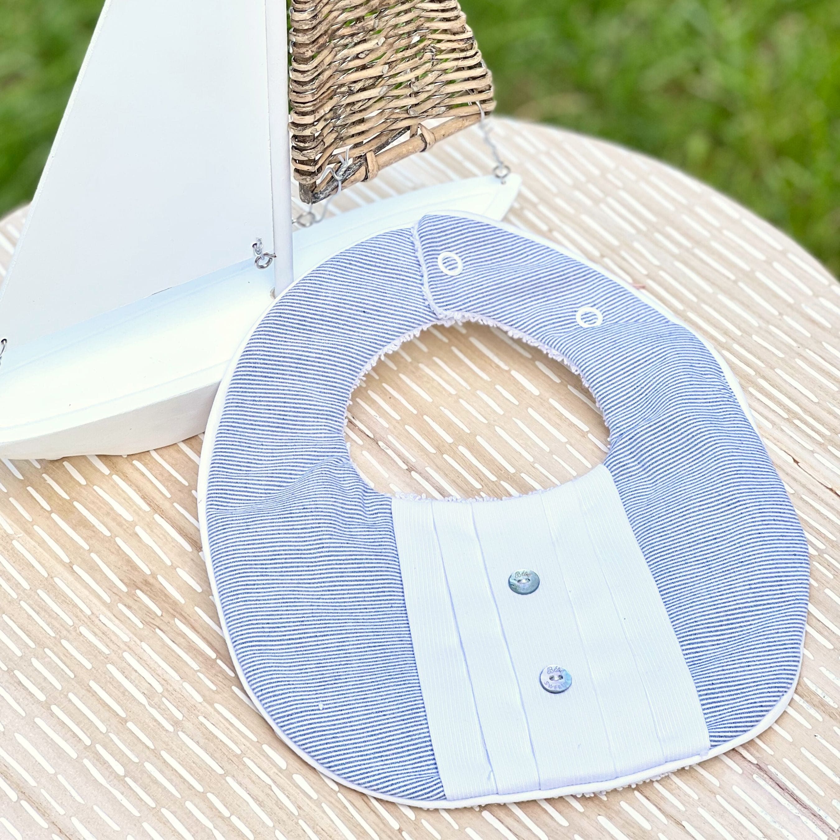 Eny | Baby Boys Blue Striped Cotton Bib