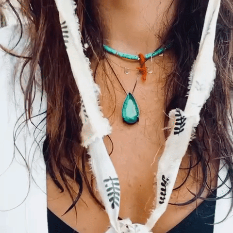 Turquoise & Coral Dagger Choker