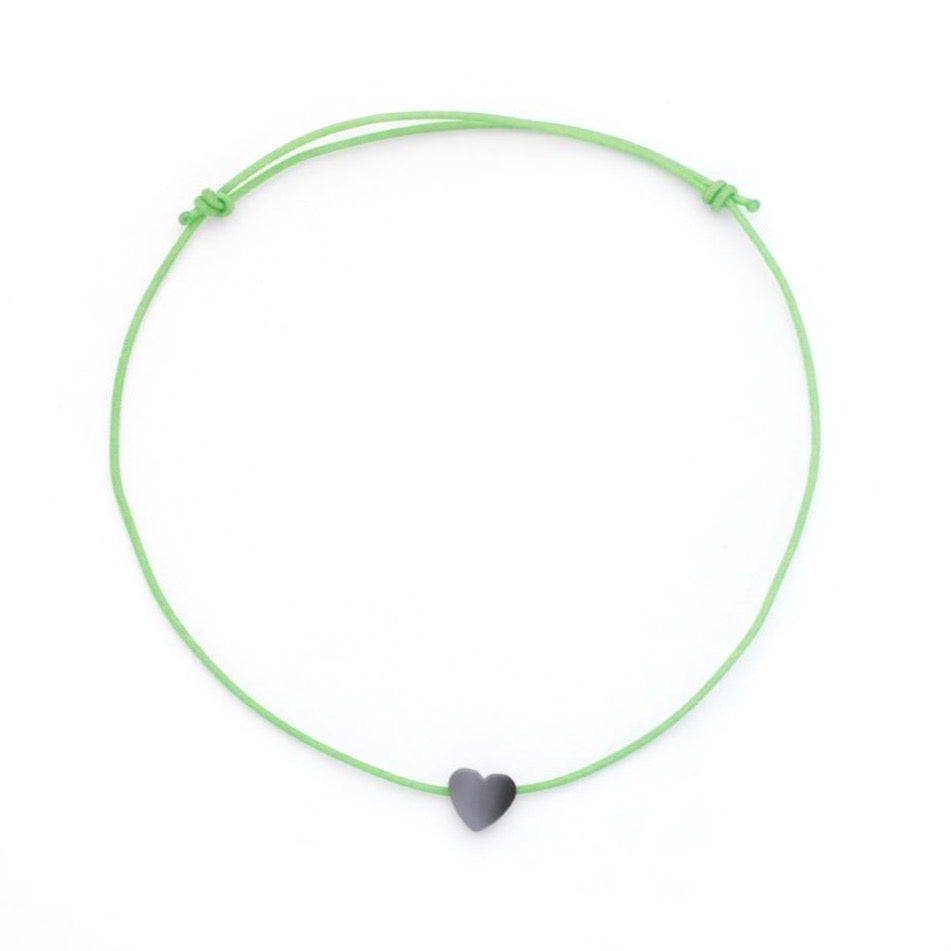 Dark Heart Hematite Charm Bracelet