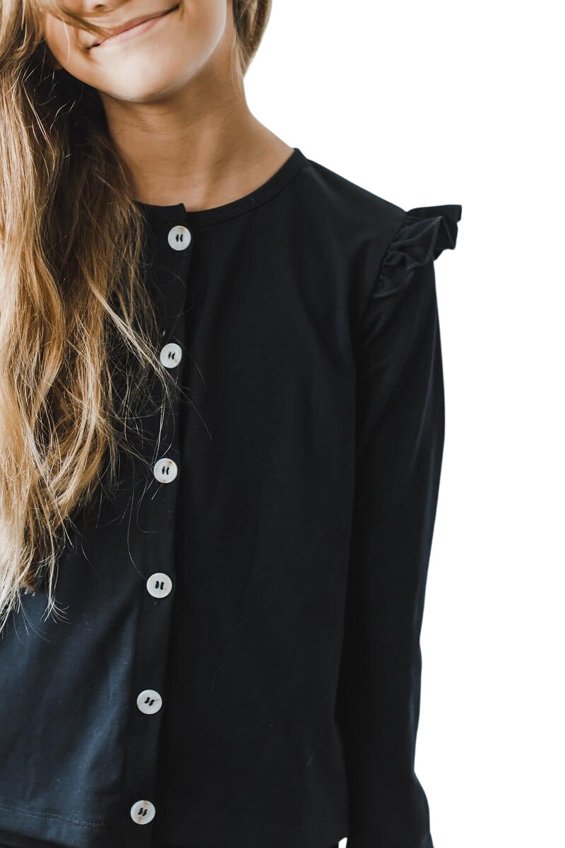 Black Ruffle Cardigan