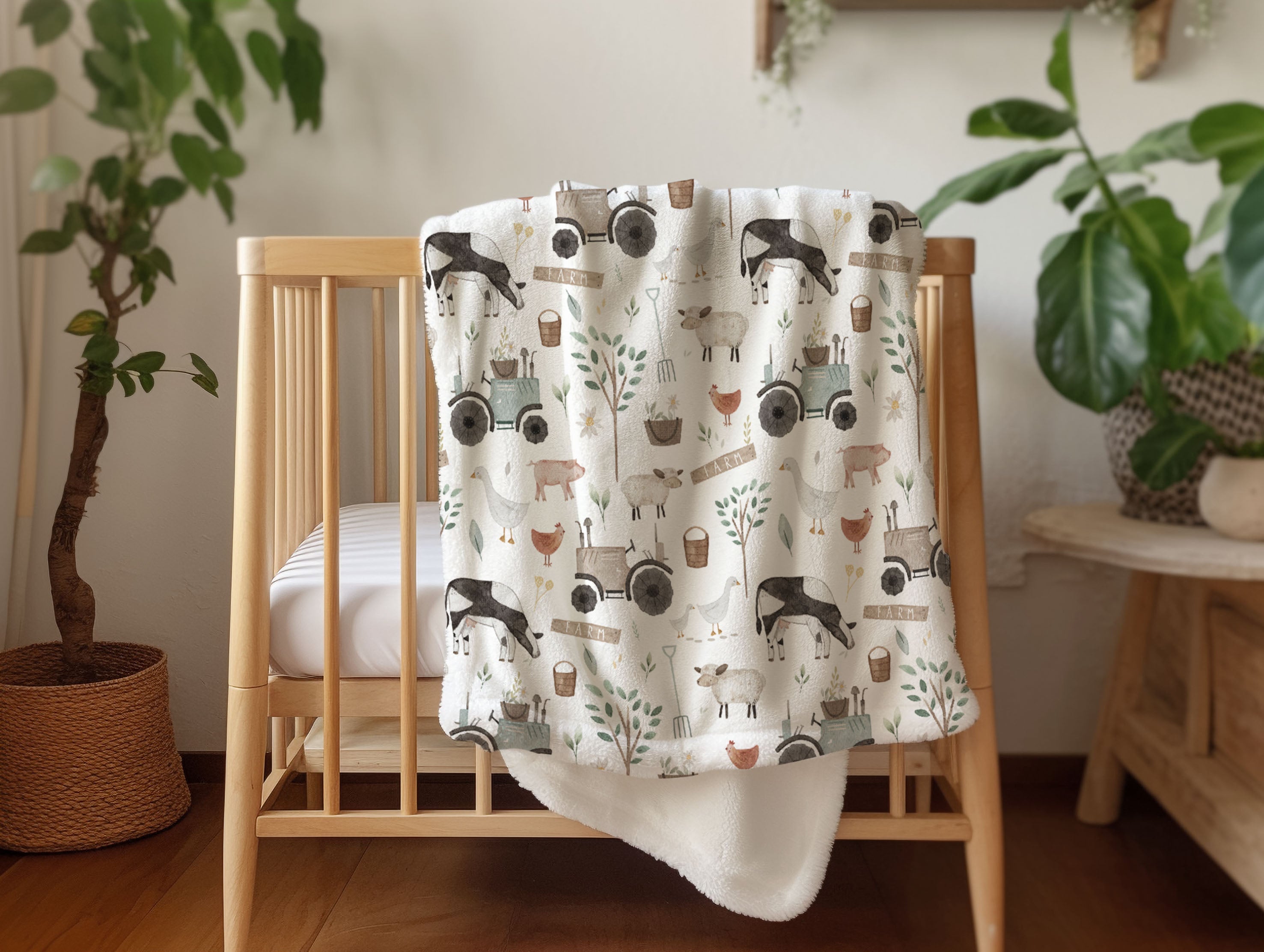 Baby Animals Farm - Vintage Baby Blanket