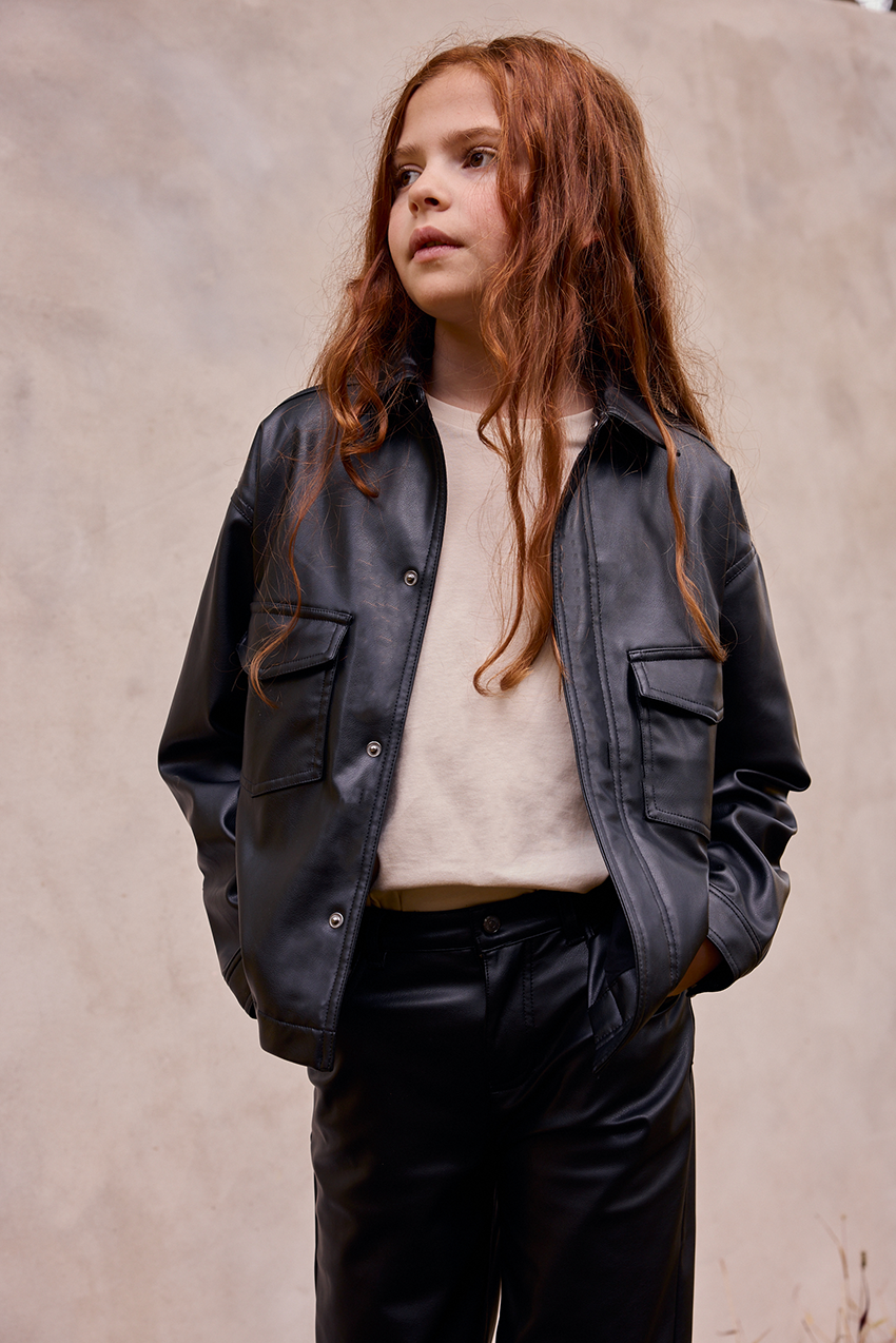Faux Leather Boxy Shirt