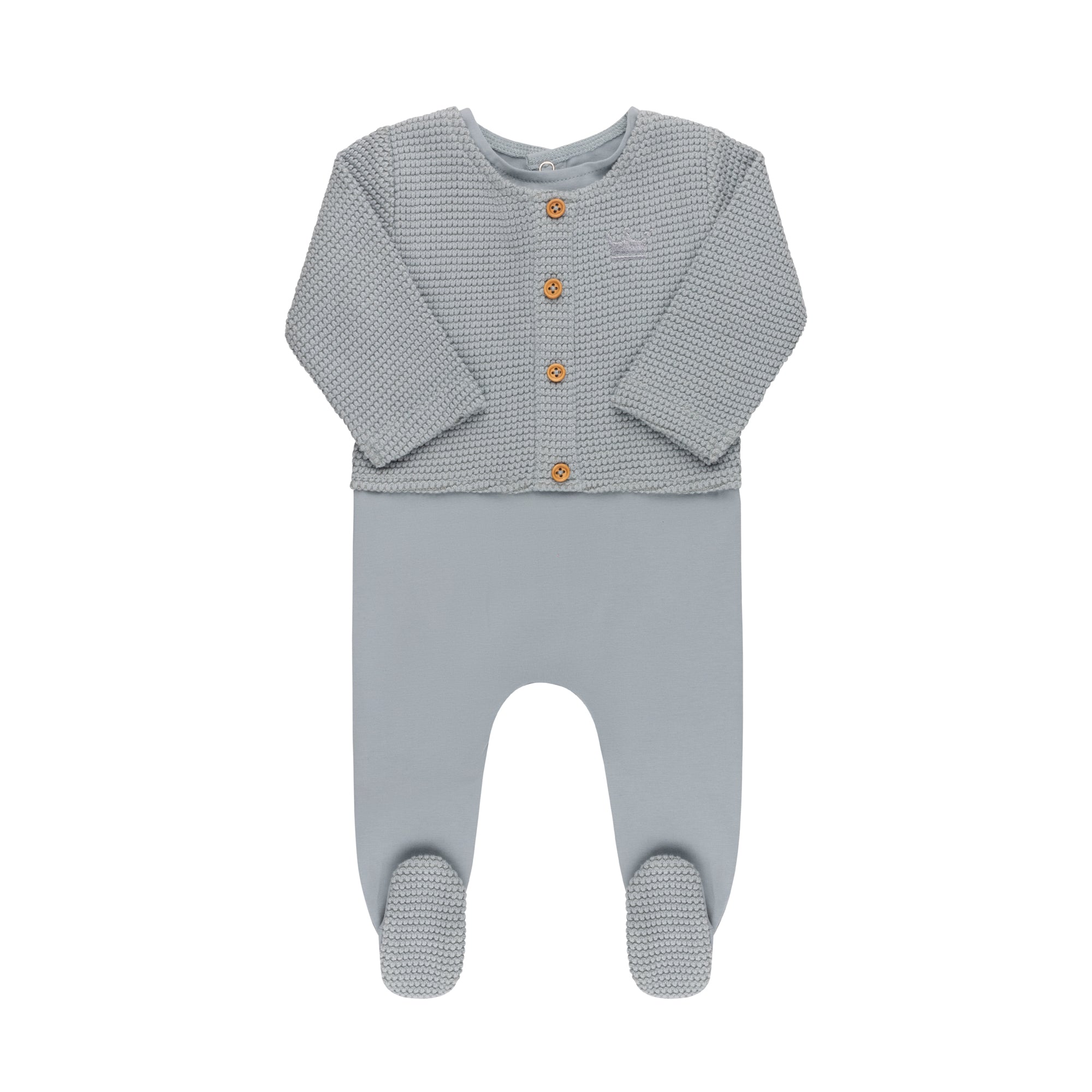 Faux Cardigan Footie & Hat (velour Edition)