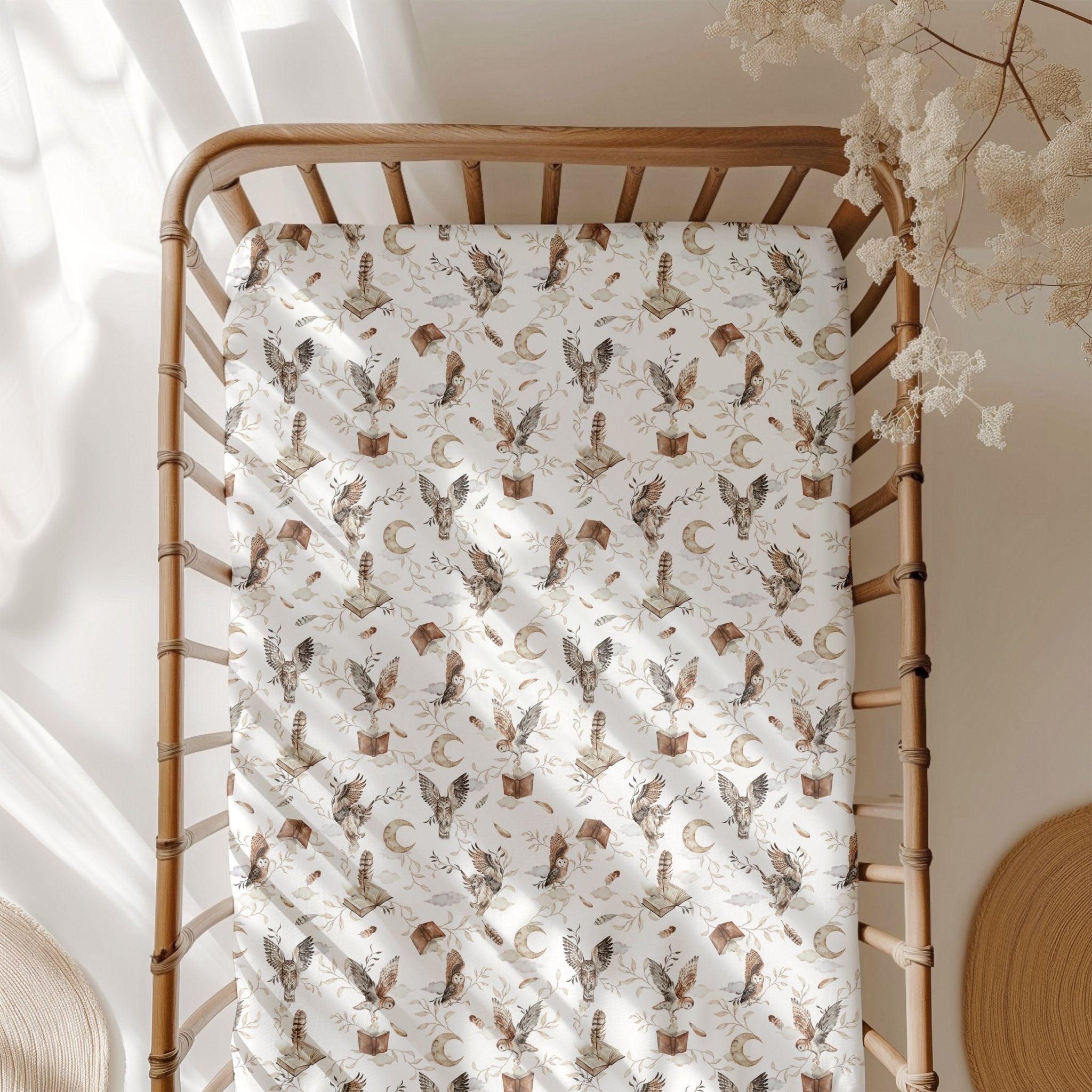 Feathers And Fables(owl)tencel™ Modal Crib Sheet