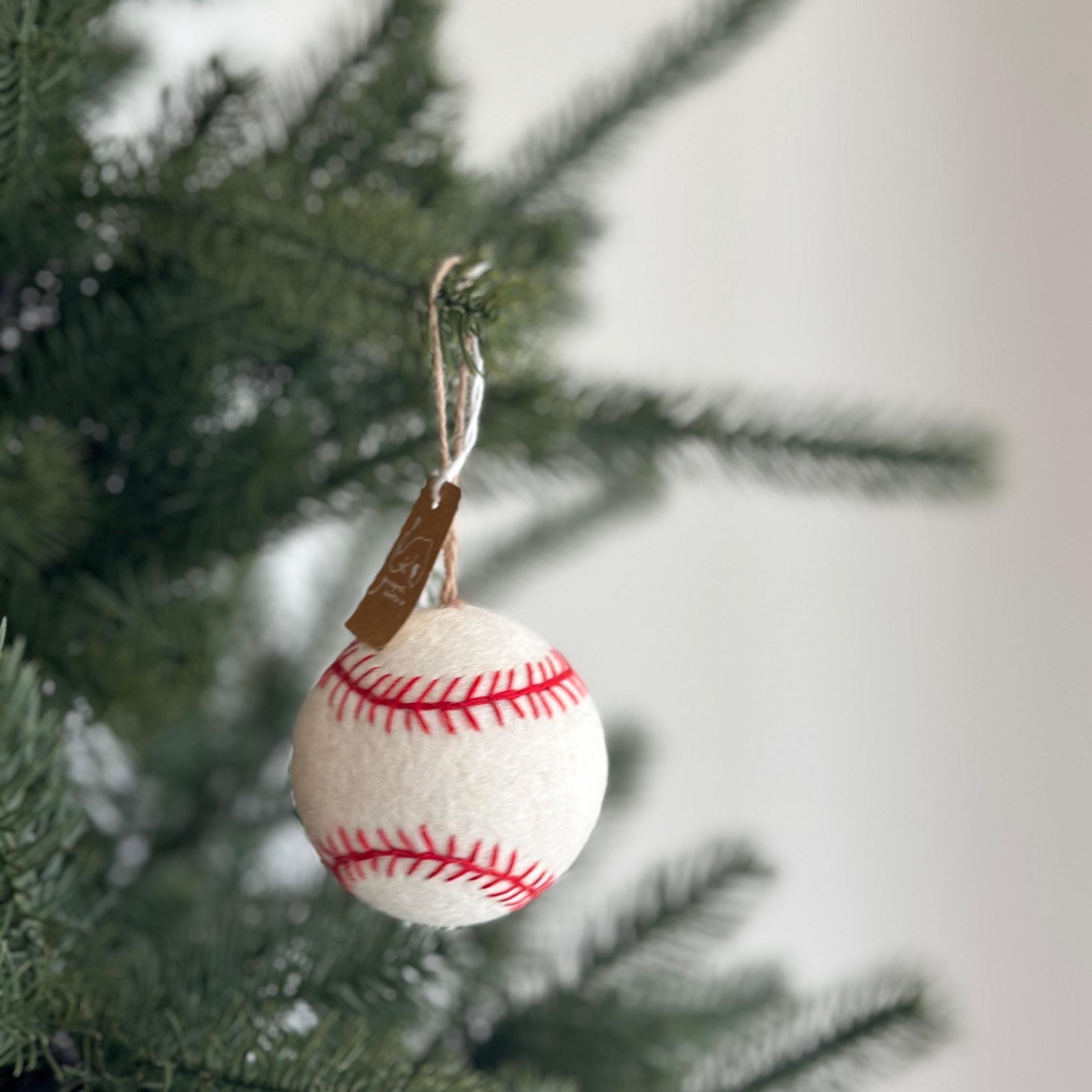 Felt Baseball Ornament – Handmade Wool Sports Christmas Decoration