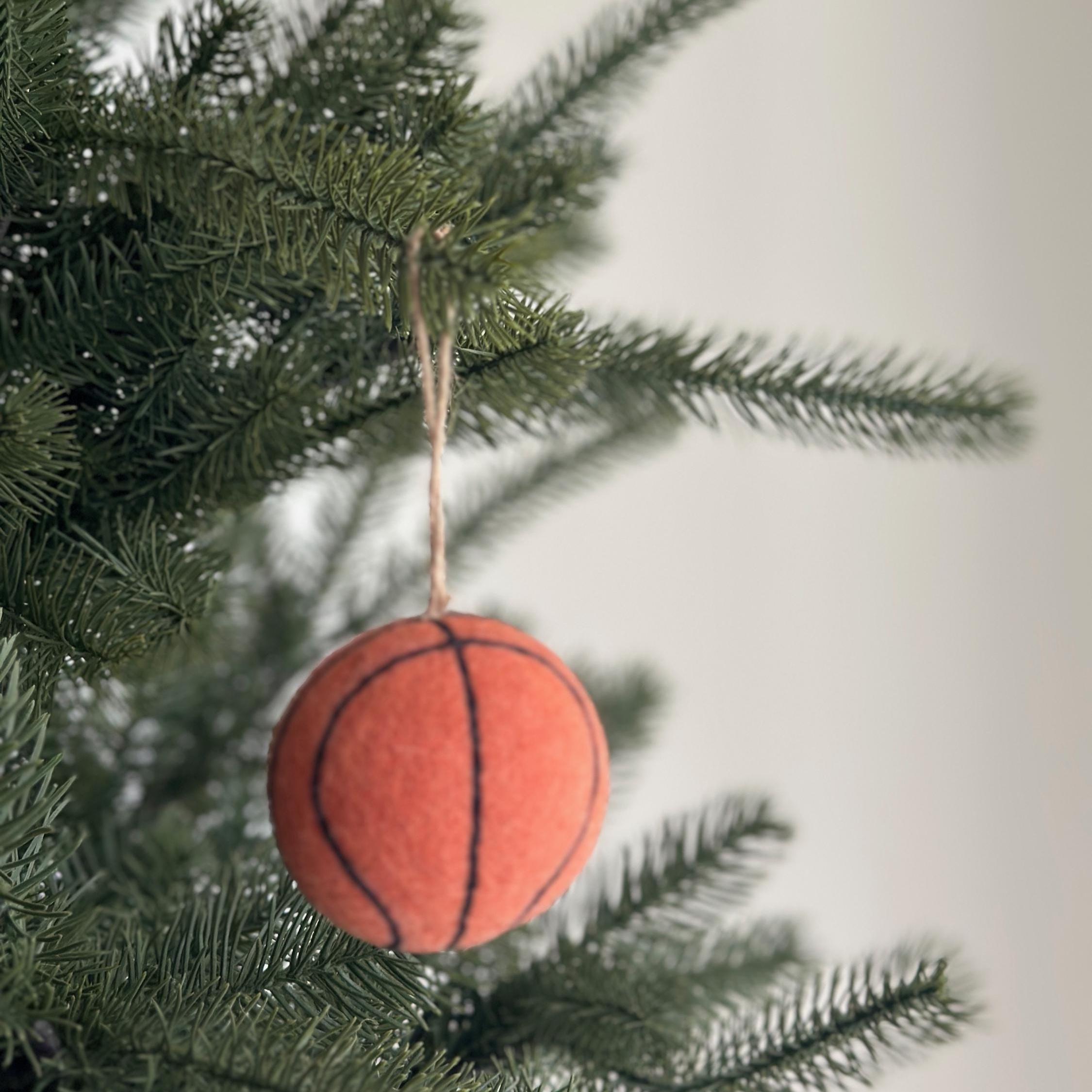 Felt Basketball Ornament – Handmade Wool Sports Christmas Decoration