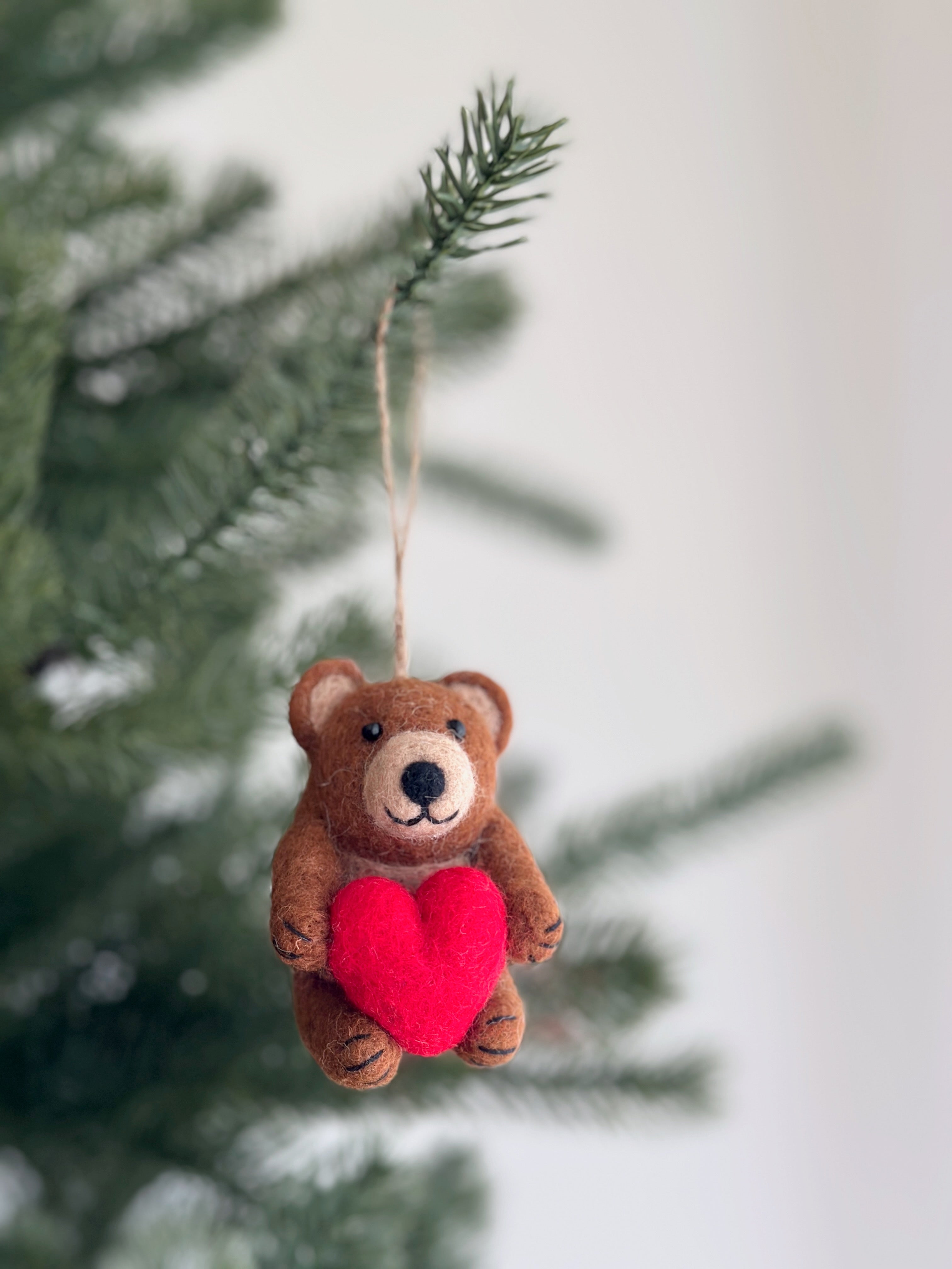 Felt Bear Holding Heart Ornament