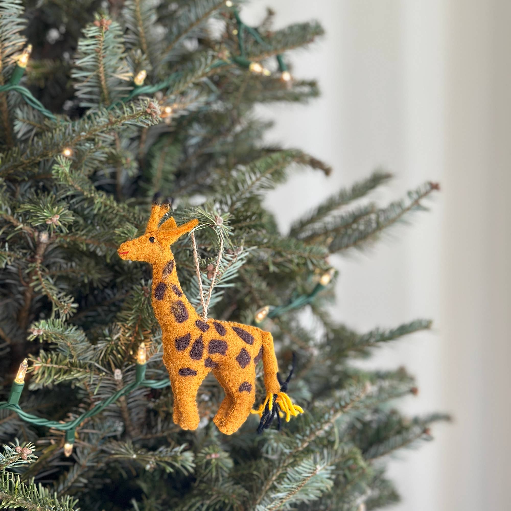 Felt Christmas Ornament Set Of 5 - Safari Animals