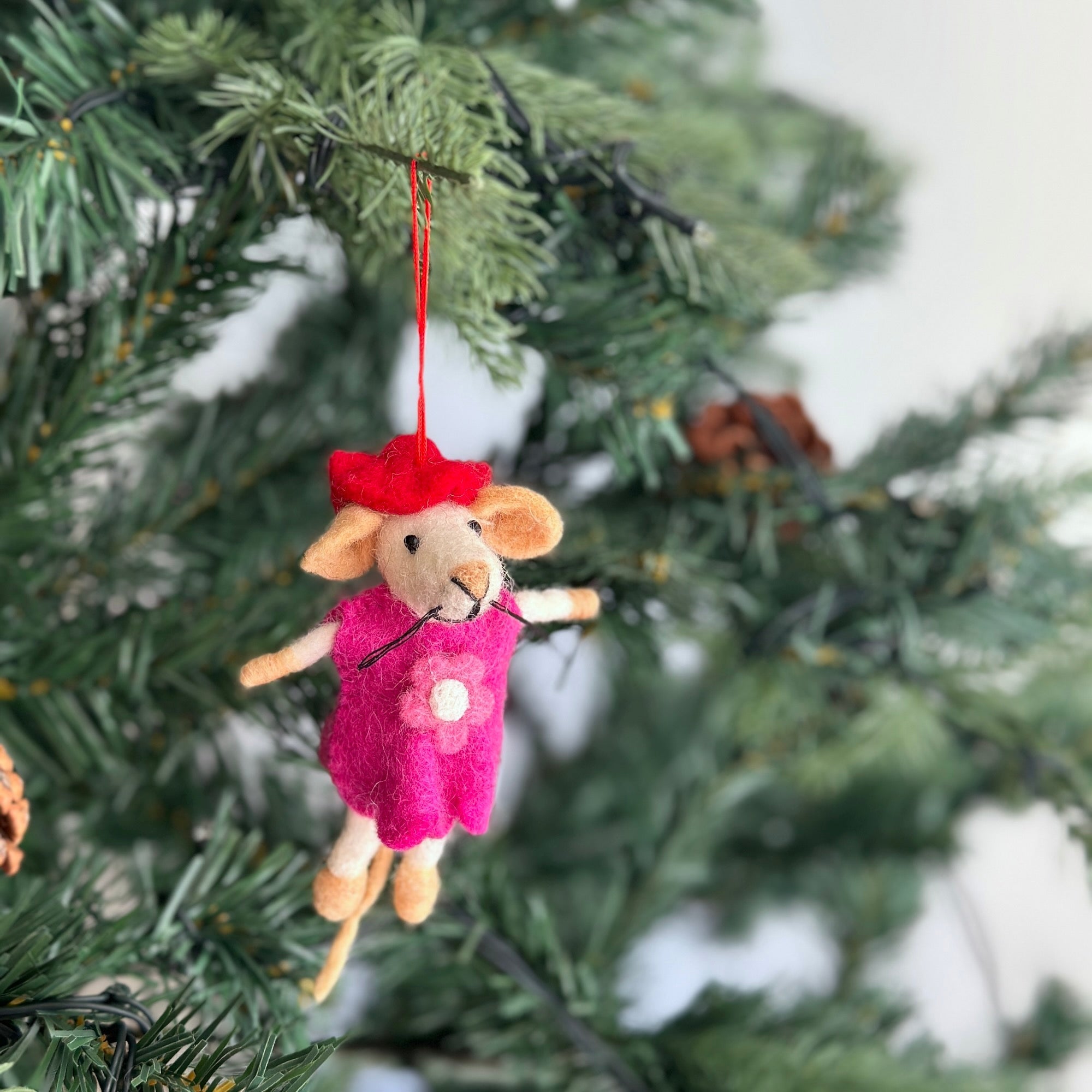 Felt Christmas Ornaments Set Of 2 - Little Sister & Little Brother Mice