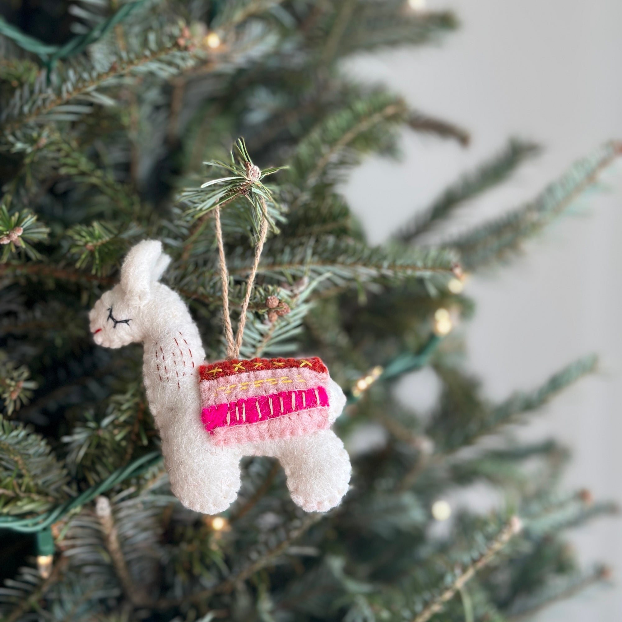 Felt Christmas Ornaments Set Of 2 - Llamas