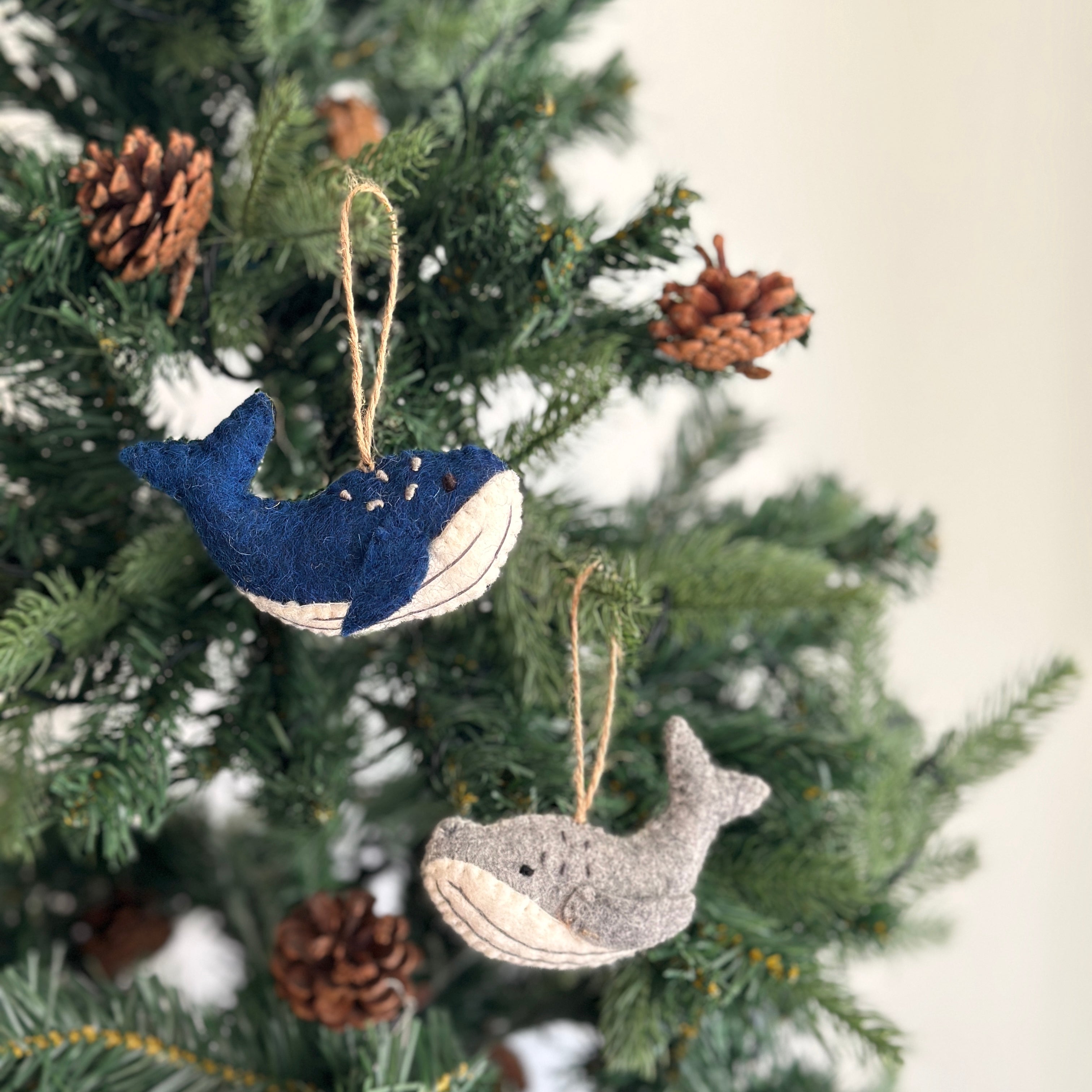 Felt Christmas Ornaments Set Of 2 - Whales