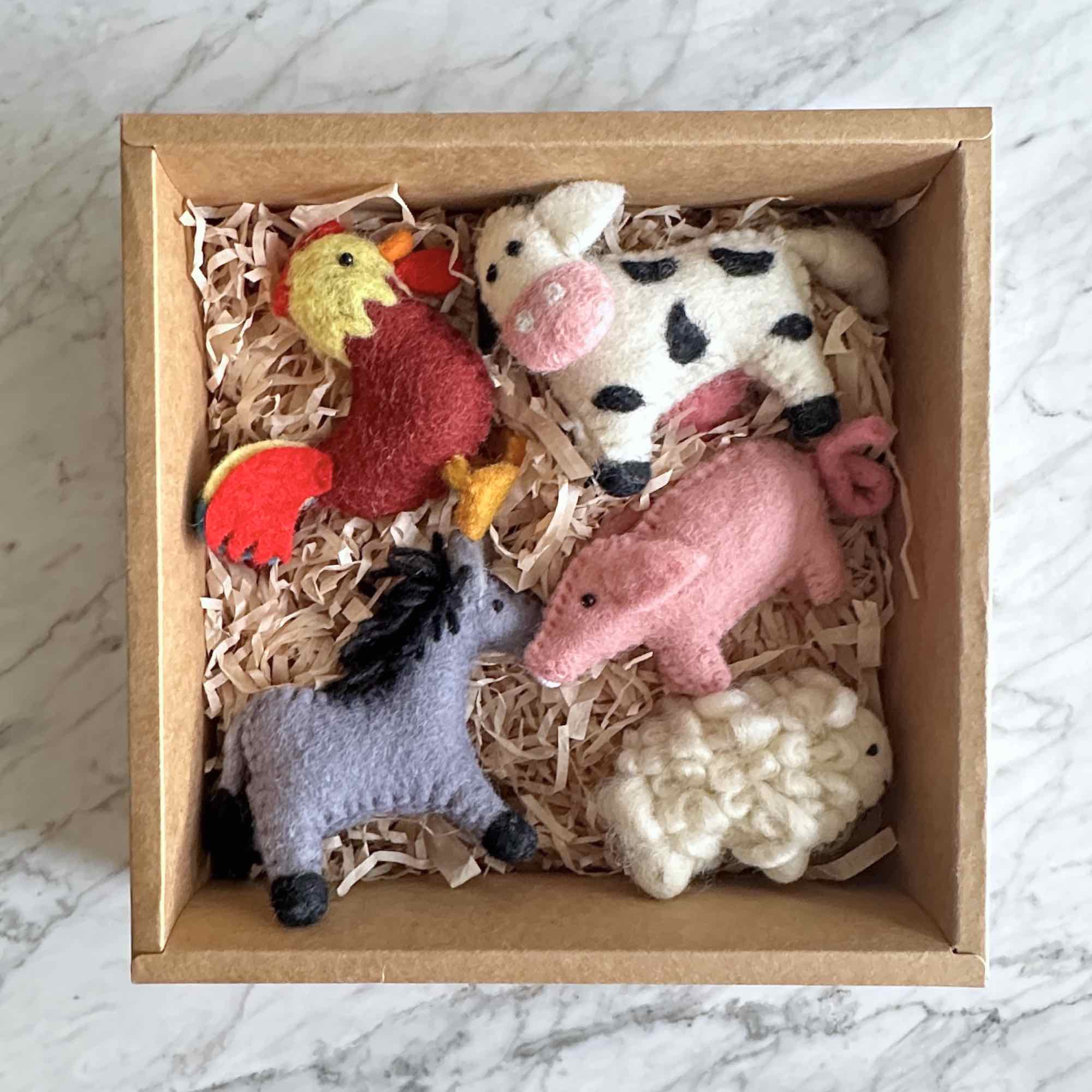 Felt Christmas Ornaments Set Of 5 - Farmland Animals