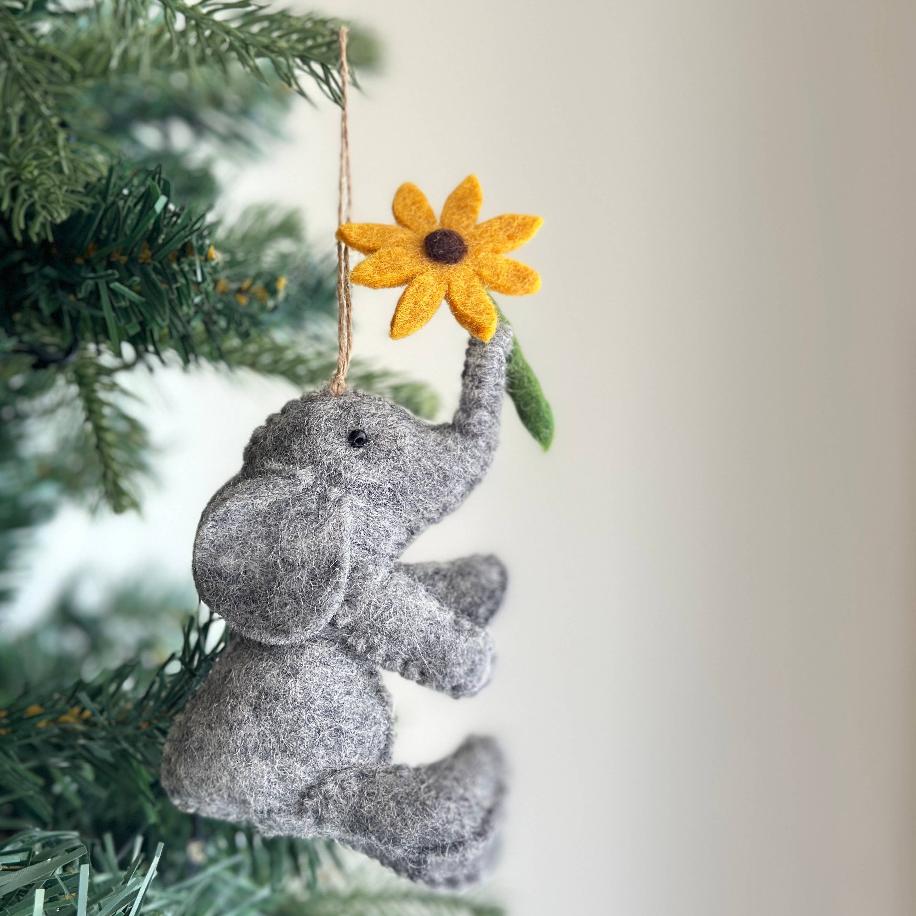 Felt Elephant With Flower Ornament