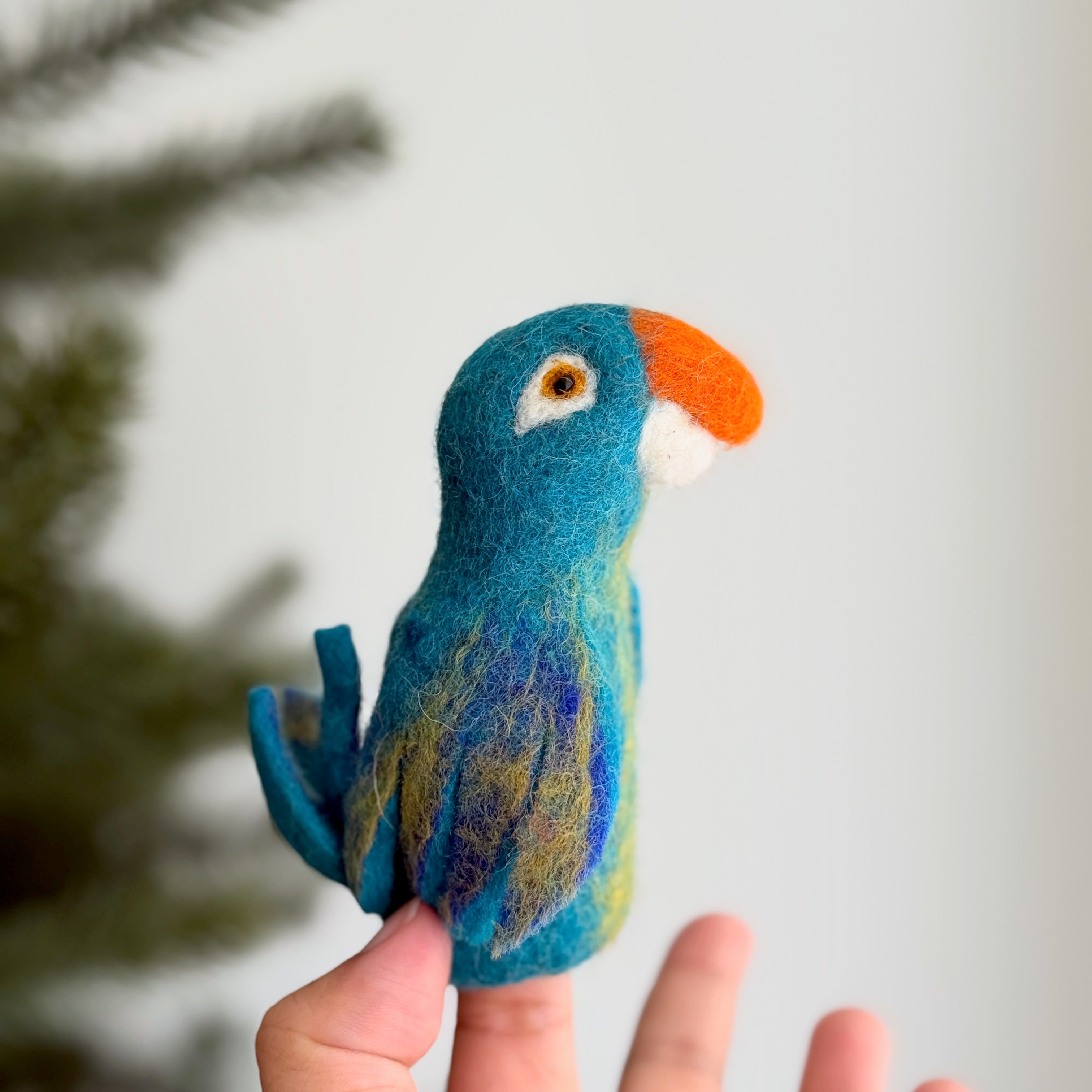 Felt Finger Puppet - Parrot / Macaw / Blue