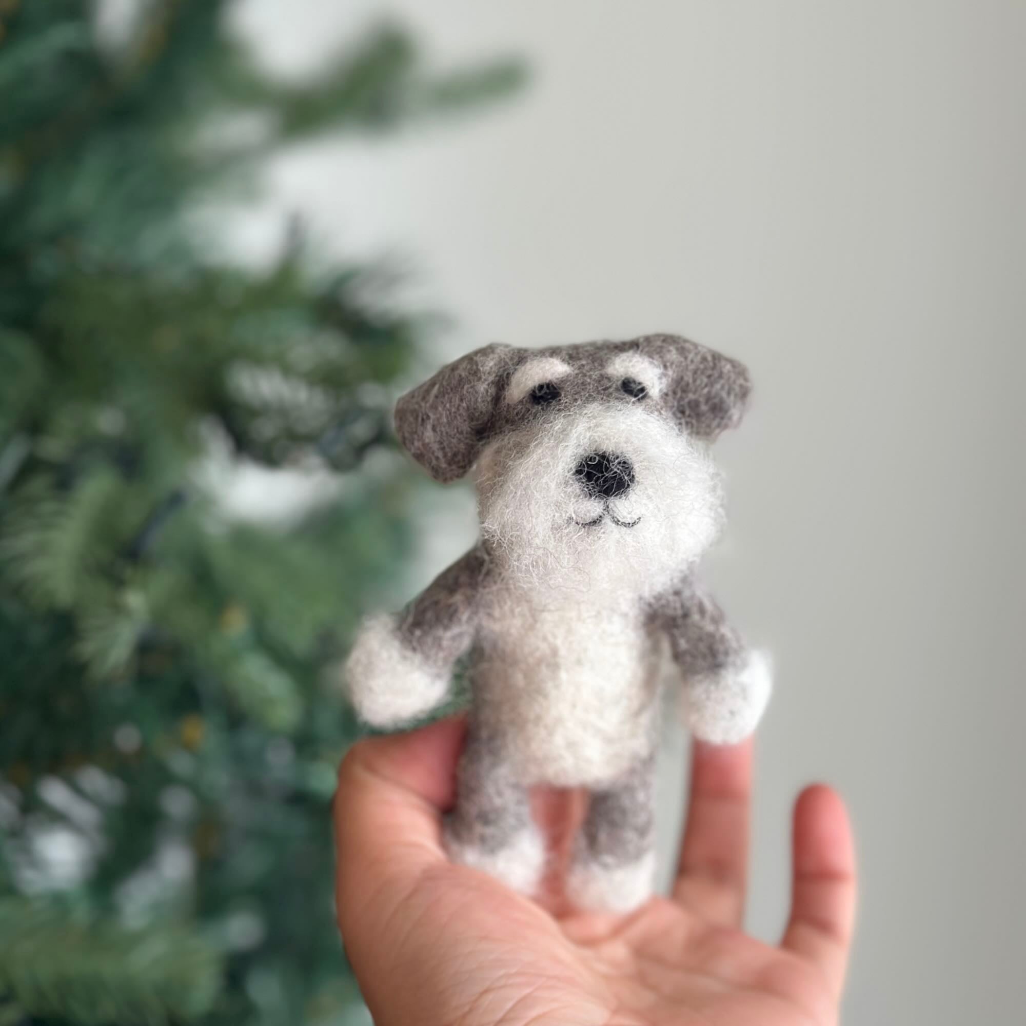 Felt Finger Puppet: Schnauzer Dog