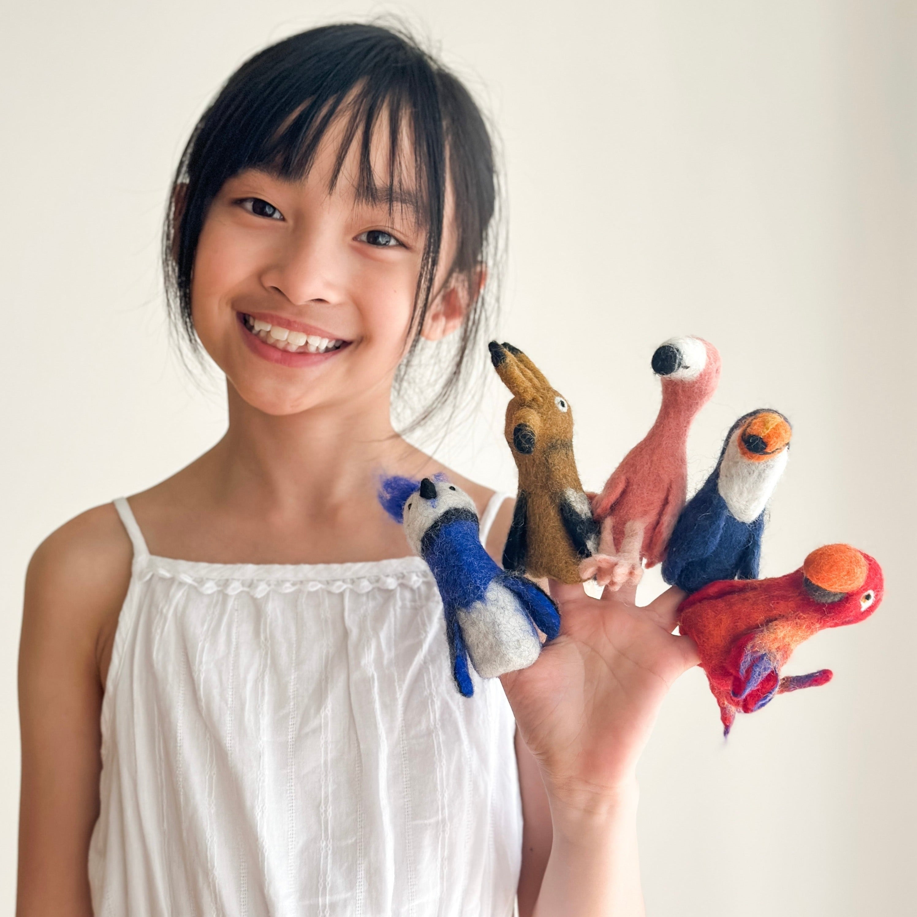 Felt Finger Puppets Set Of 5 - Birds