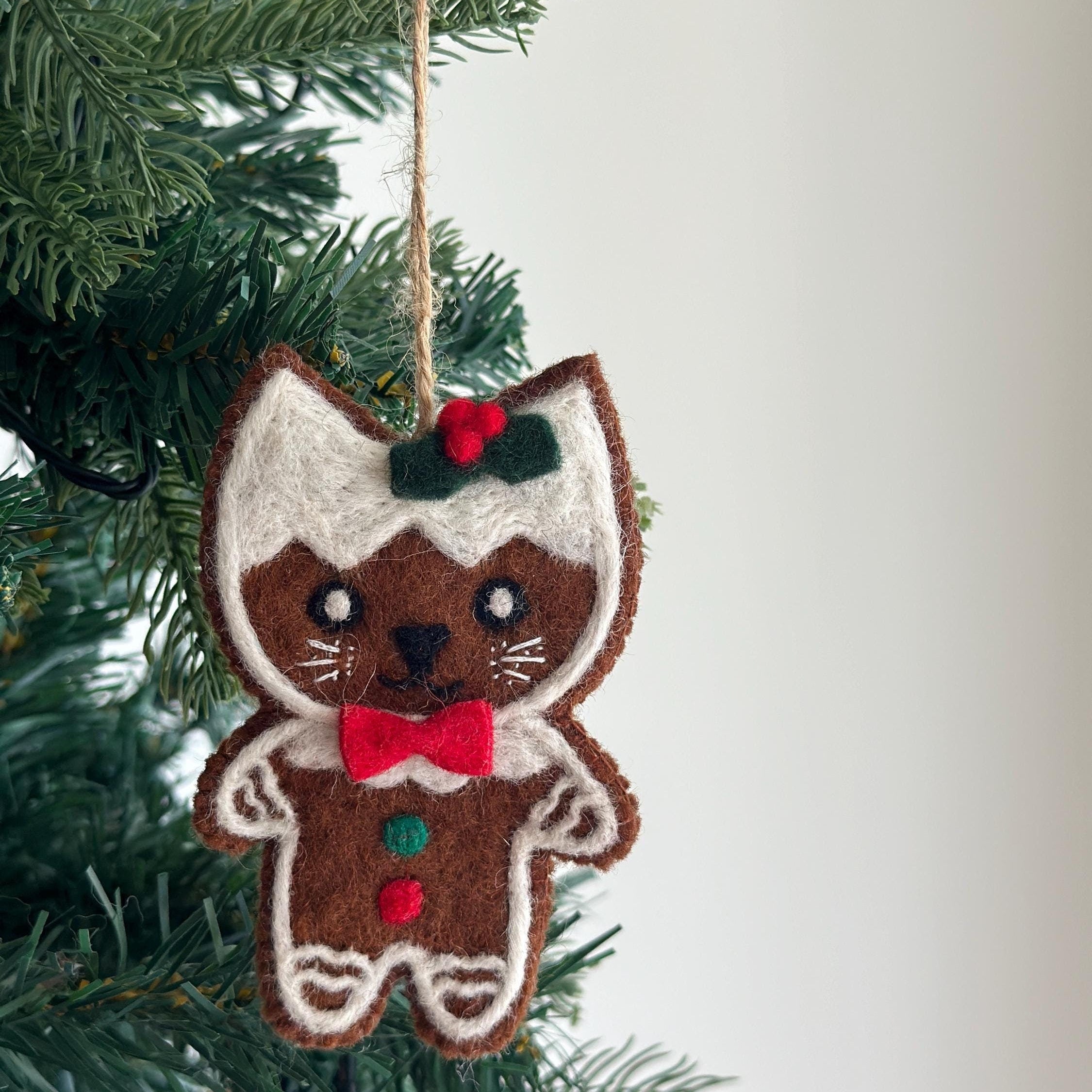 Felt Gingerbread Cat Ornament