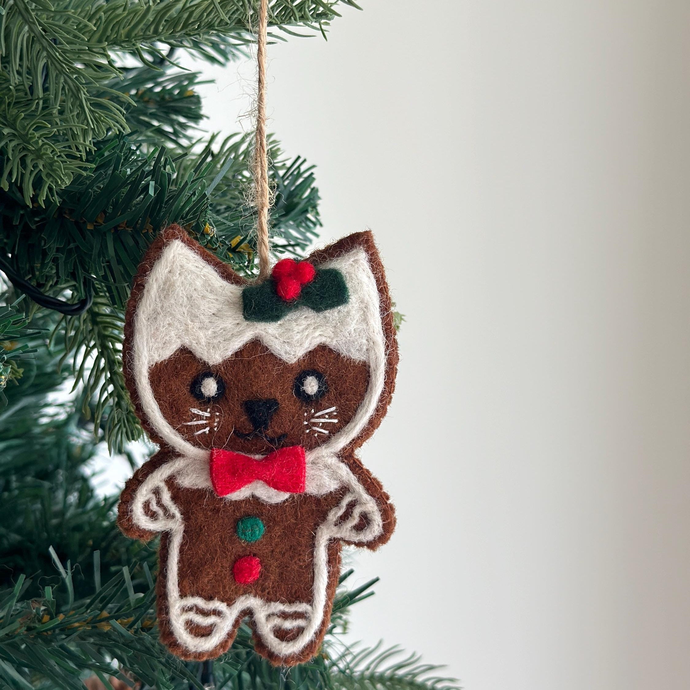 Felt Gingerbread Cat Ornament