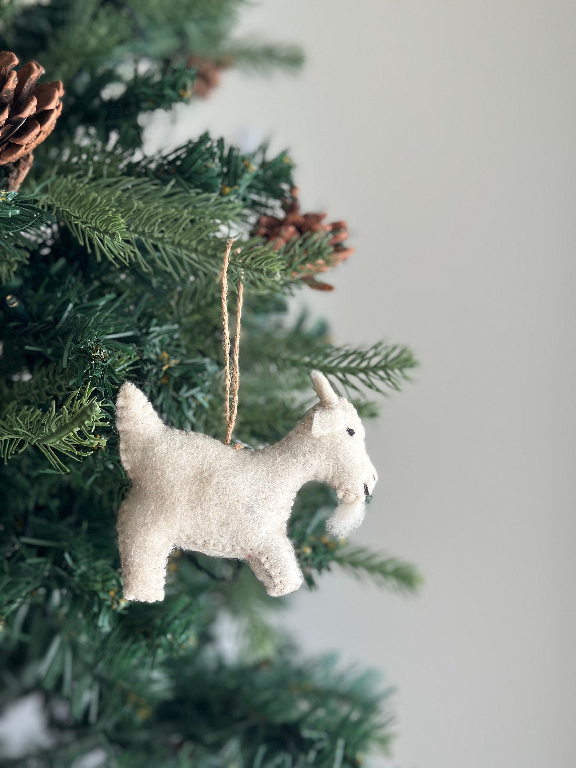 Felt Goat Ornament With Hemp String Attached