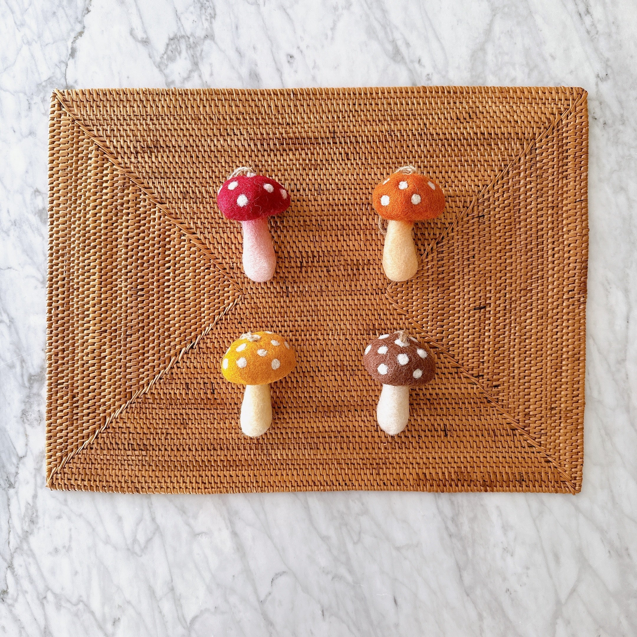 Felt Ornament - Autumn Tone Mushroom Set Of 4
