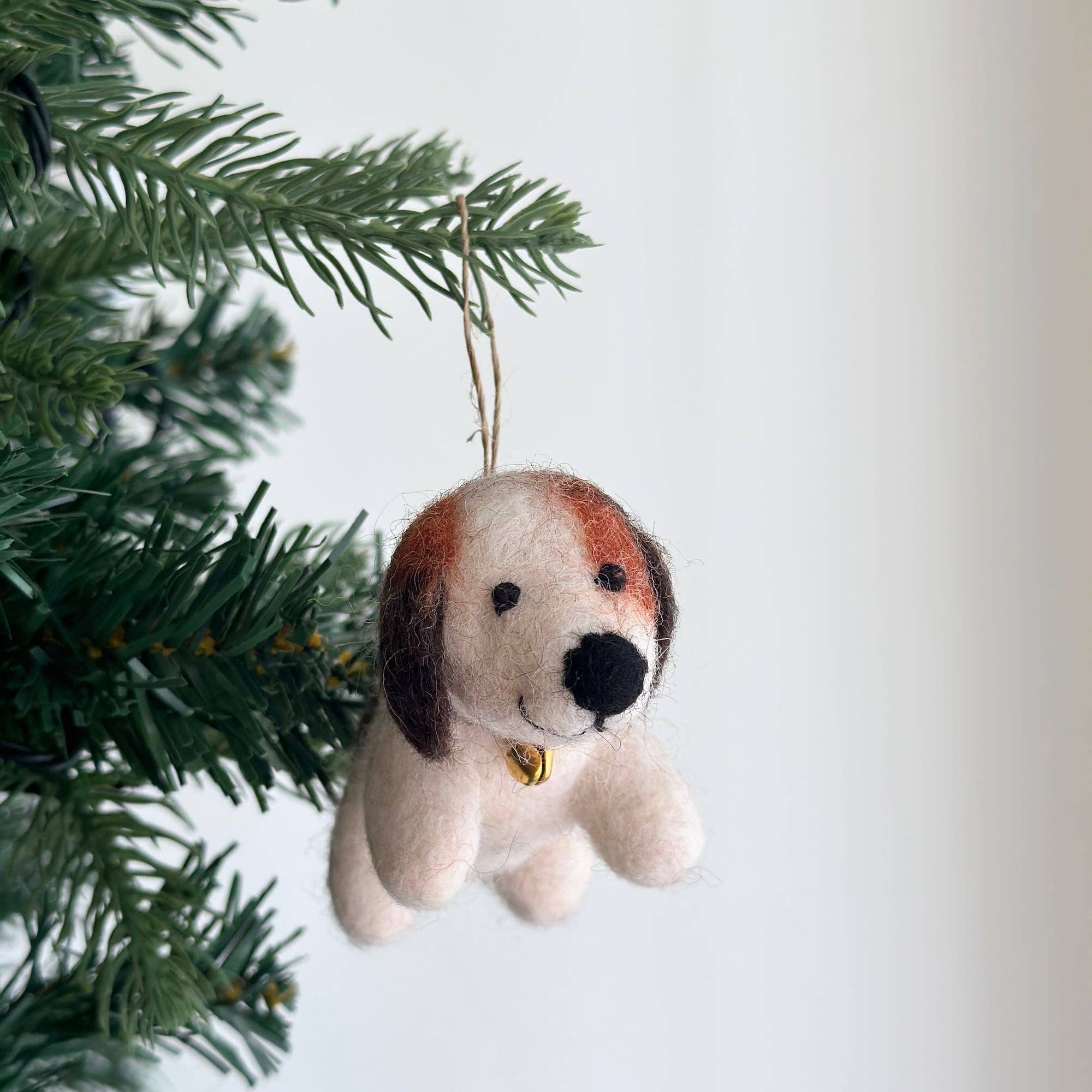 Felt Ornament - Beagle With Bell