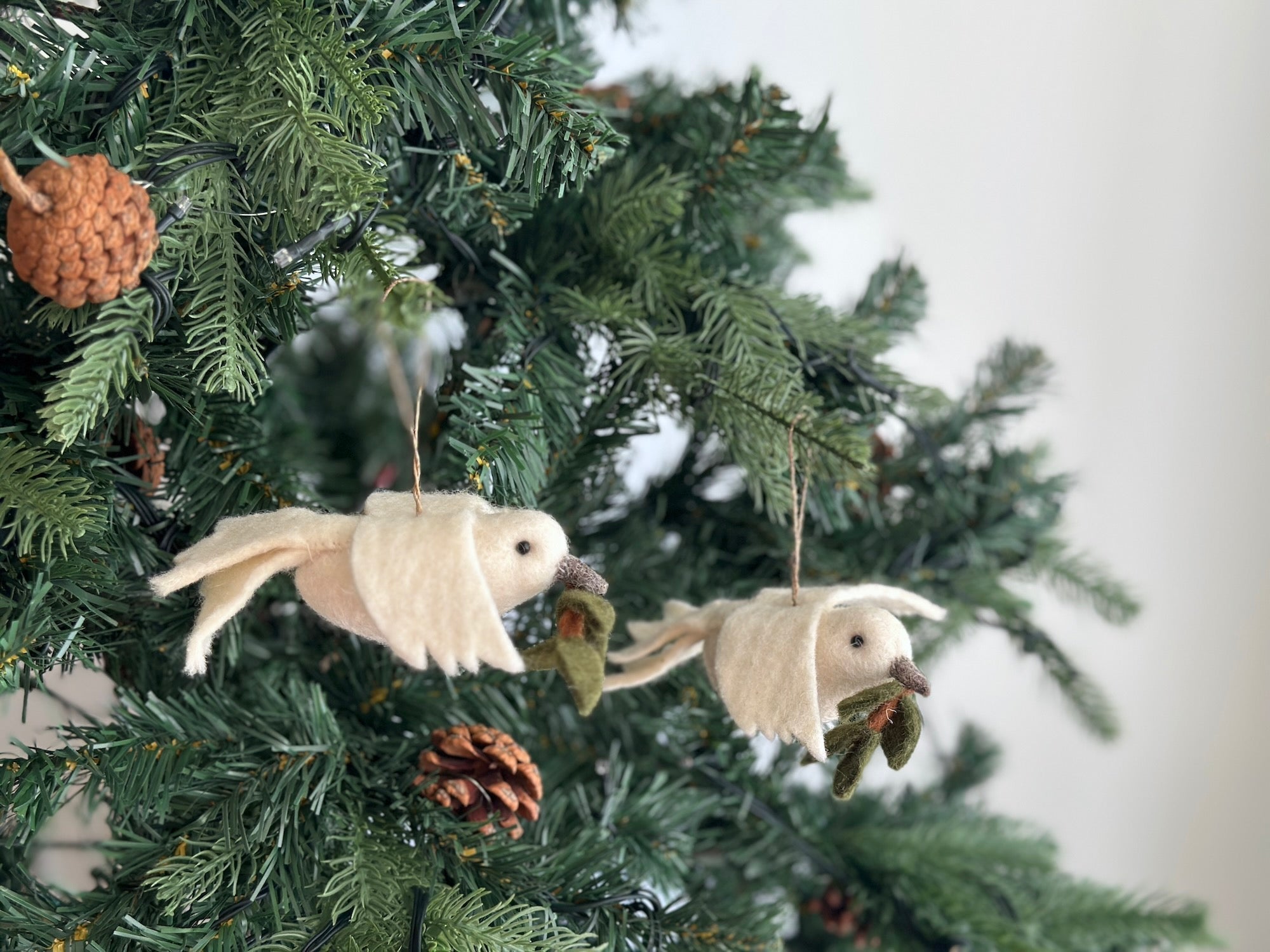 Felt Ornament - Dove With Olive Twig
