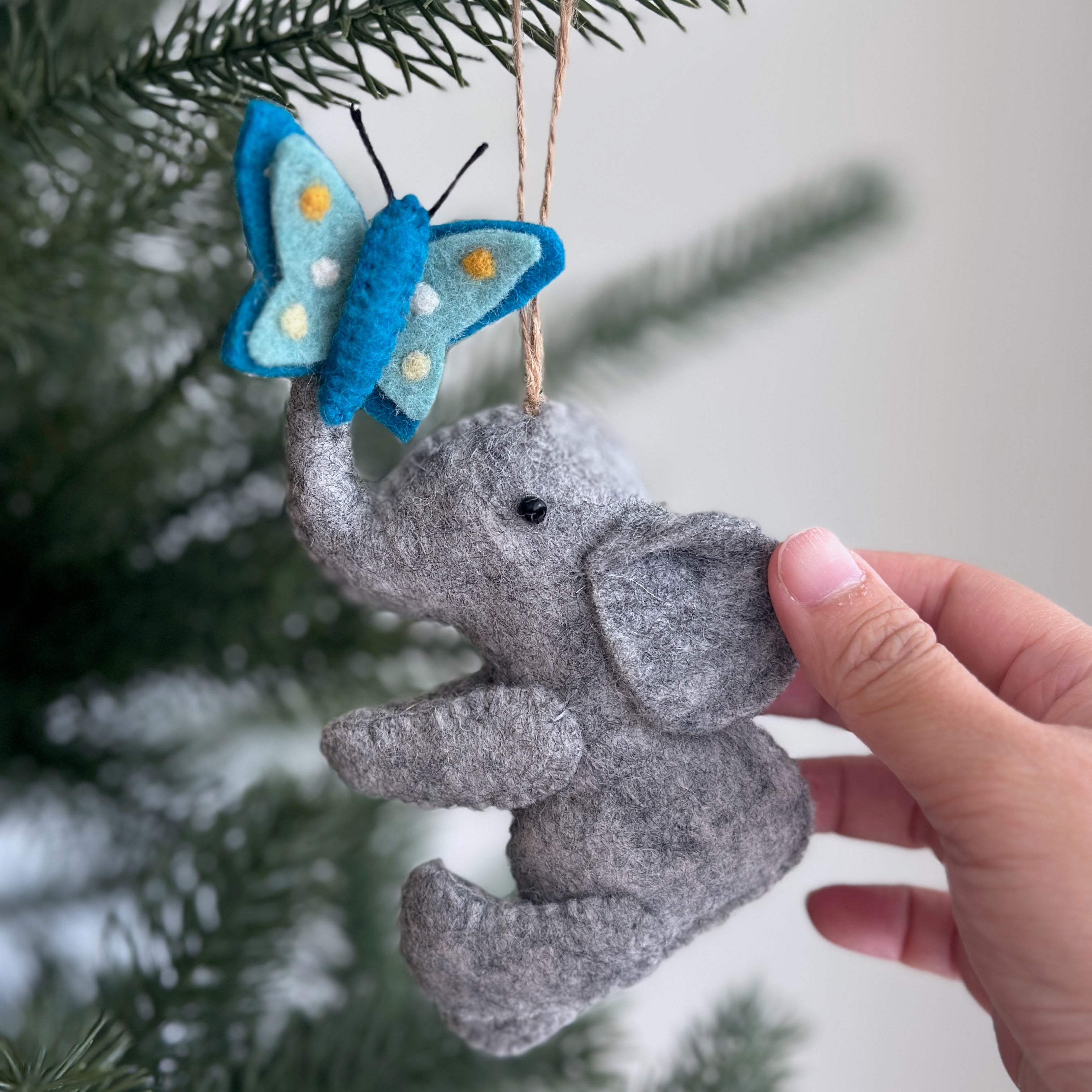 Felt Ornament - Elephant With Butterfly