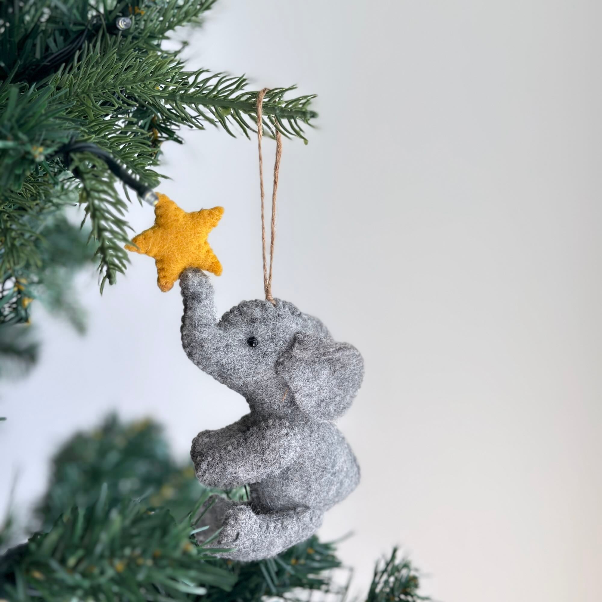 Felt Ornament - Elephant With Star