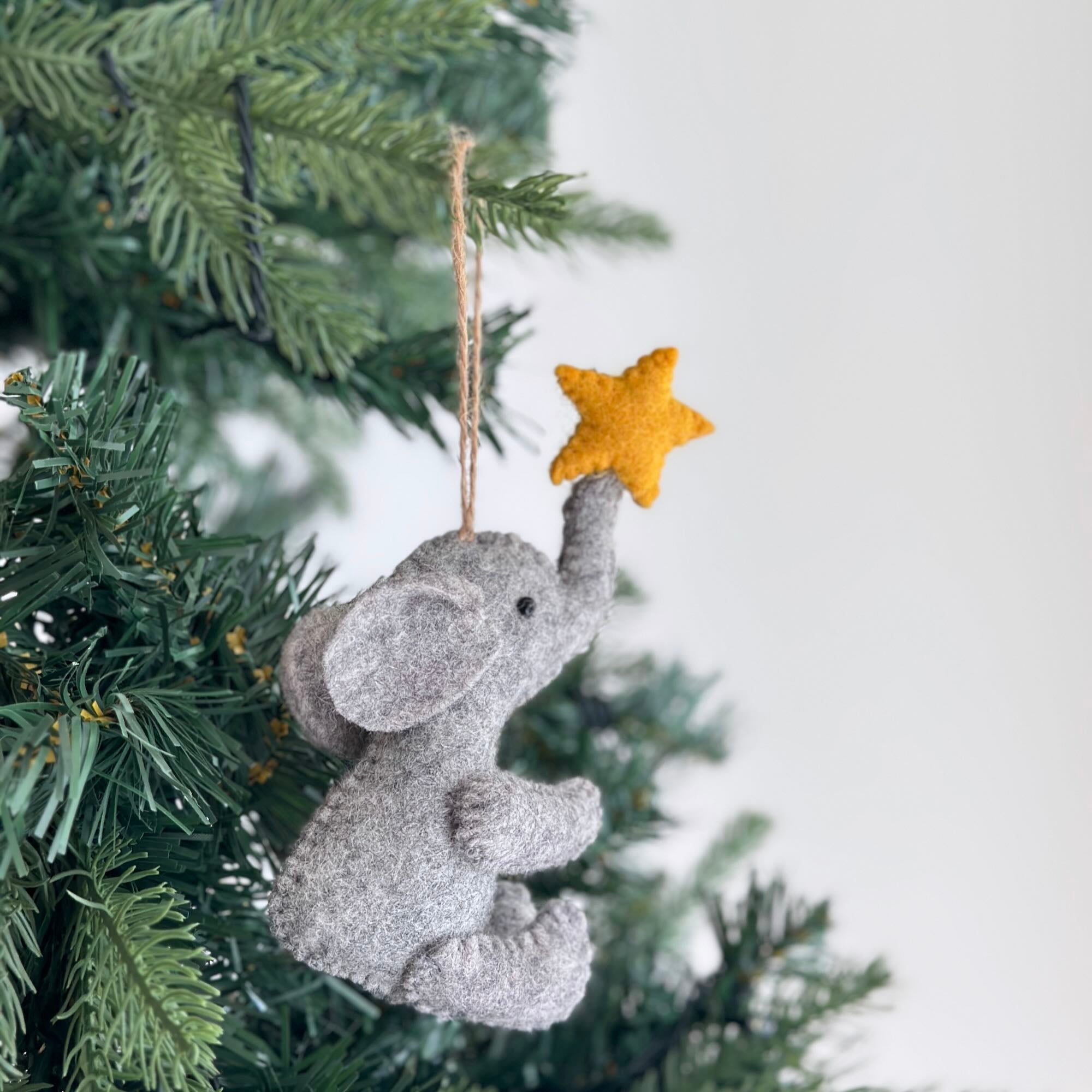 Felt Ornament - Elephant With Star