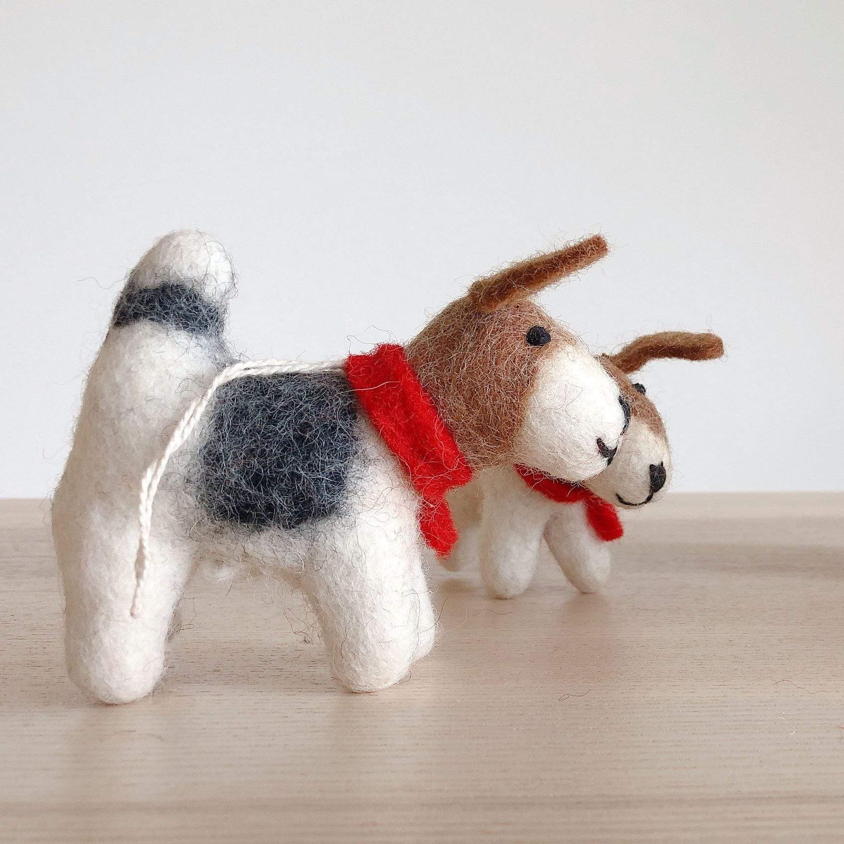 Felt Ornament - Jack Russell Dog With Christmas Hat