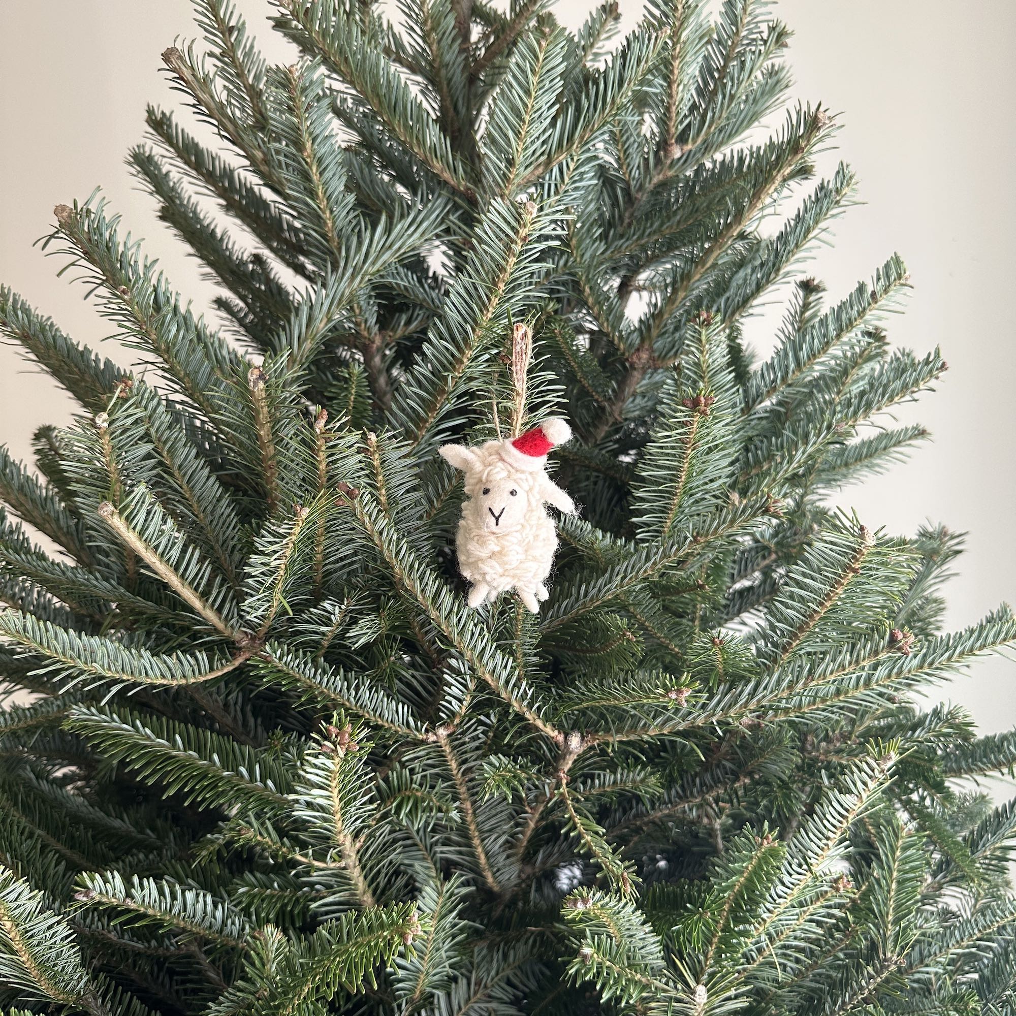 Felt Ornament - Mini Sheep With Christmas Hat