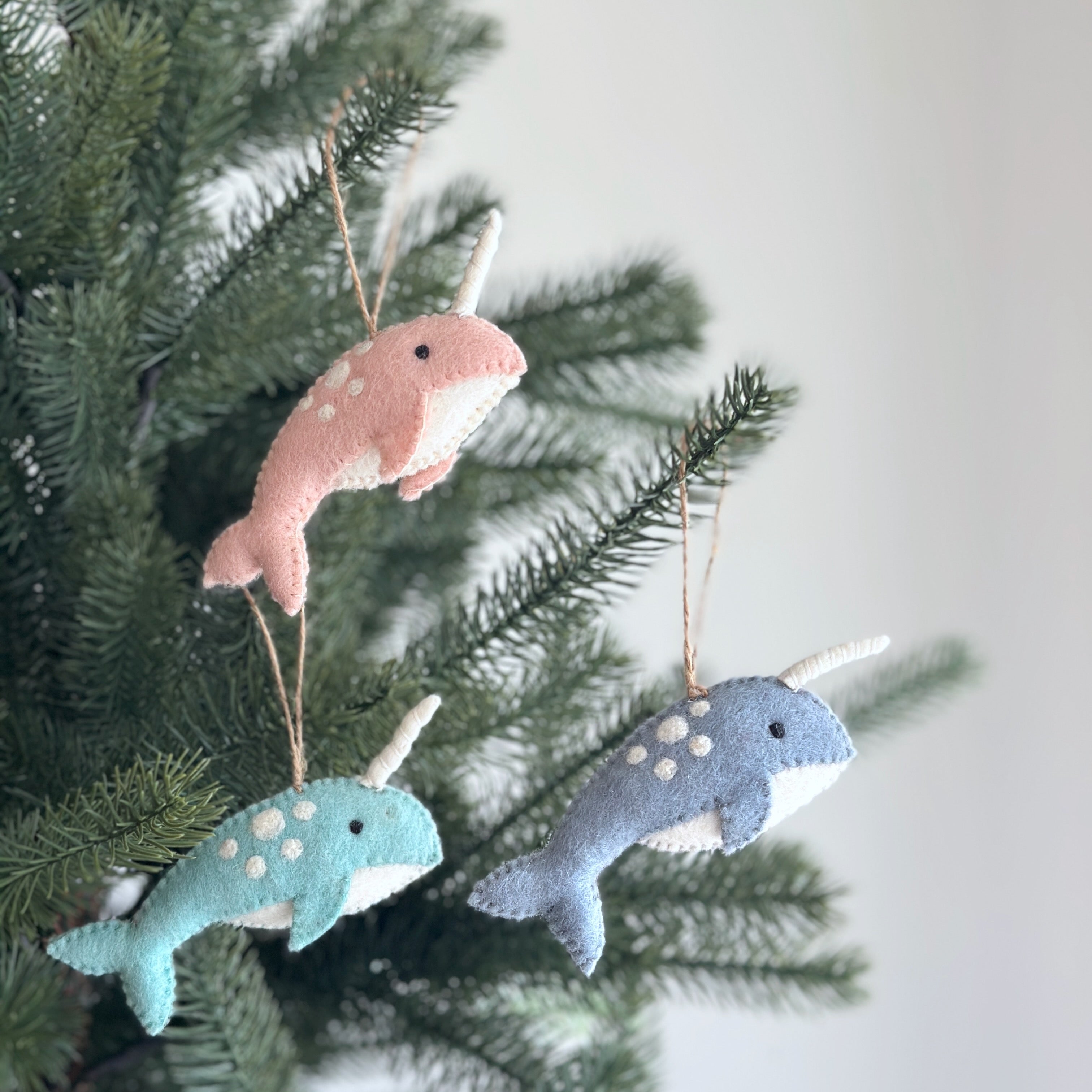 Felt Ornament Set Of 3 - Narwhal