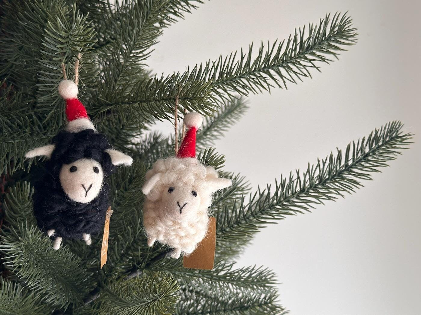Felt Sheep Ornament With Christmas Hat
