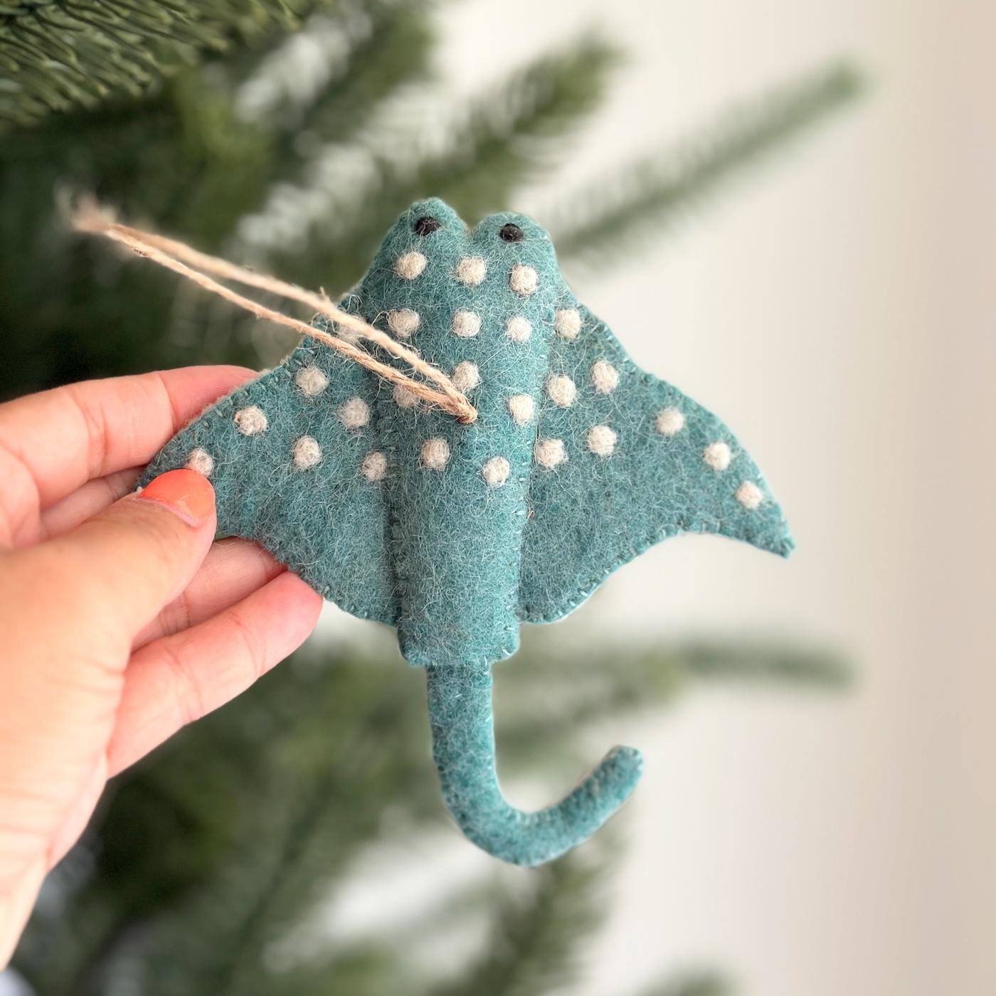 Felt Stingray Ornament With Hemp String