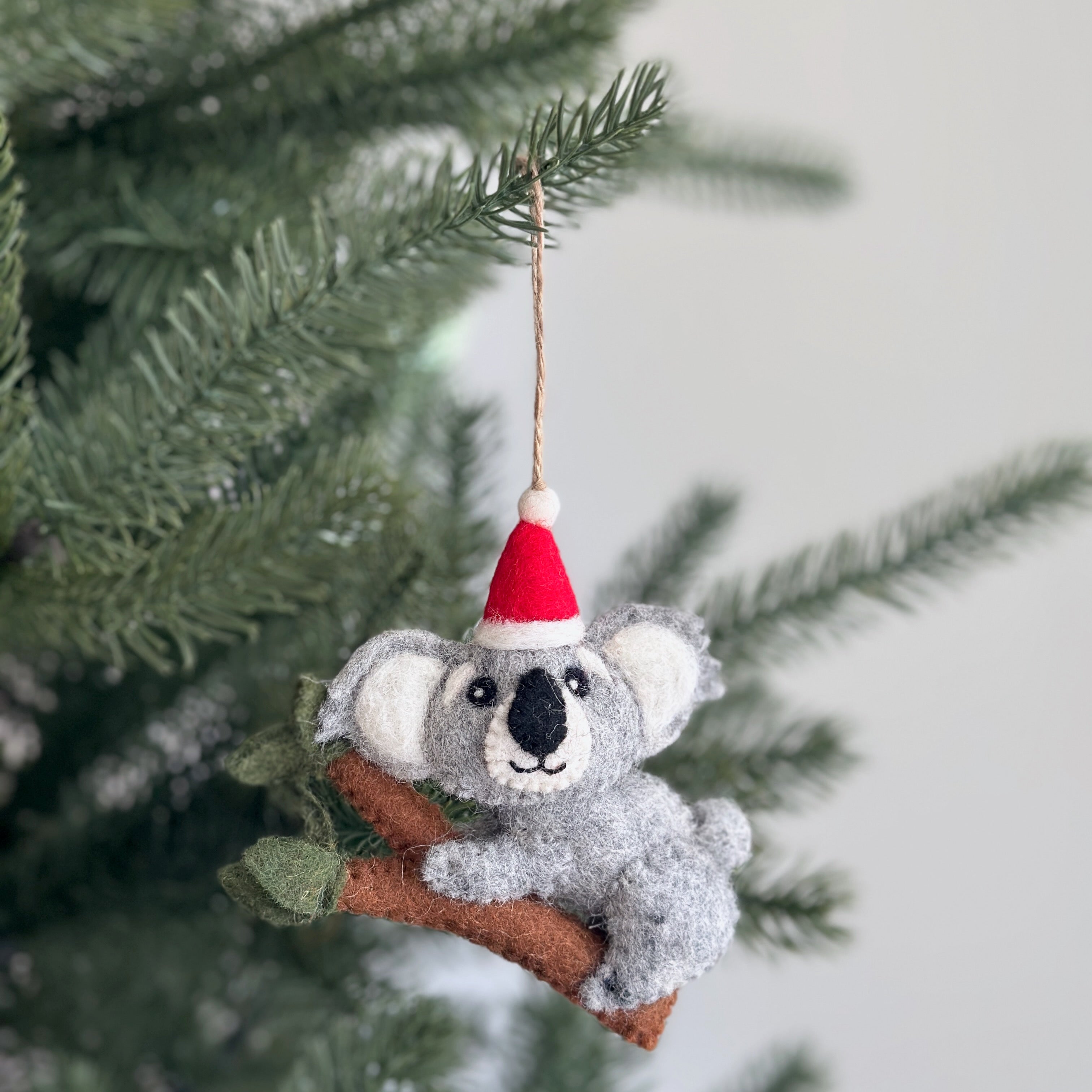 Felt Stitched Koala With Baby Ornament