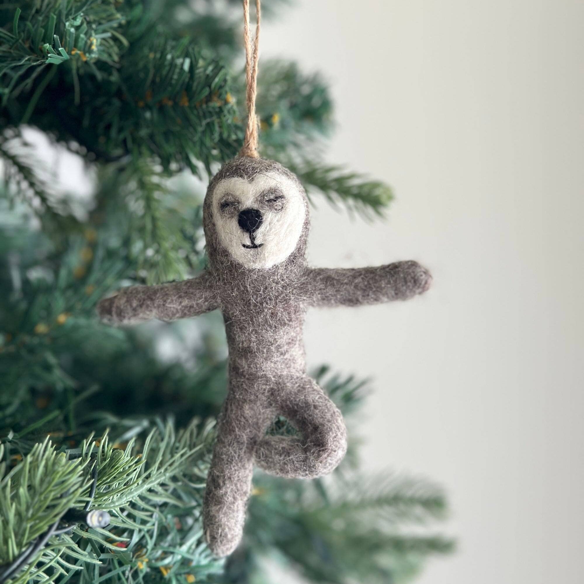 Felt Yoga Sloth Ornament
