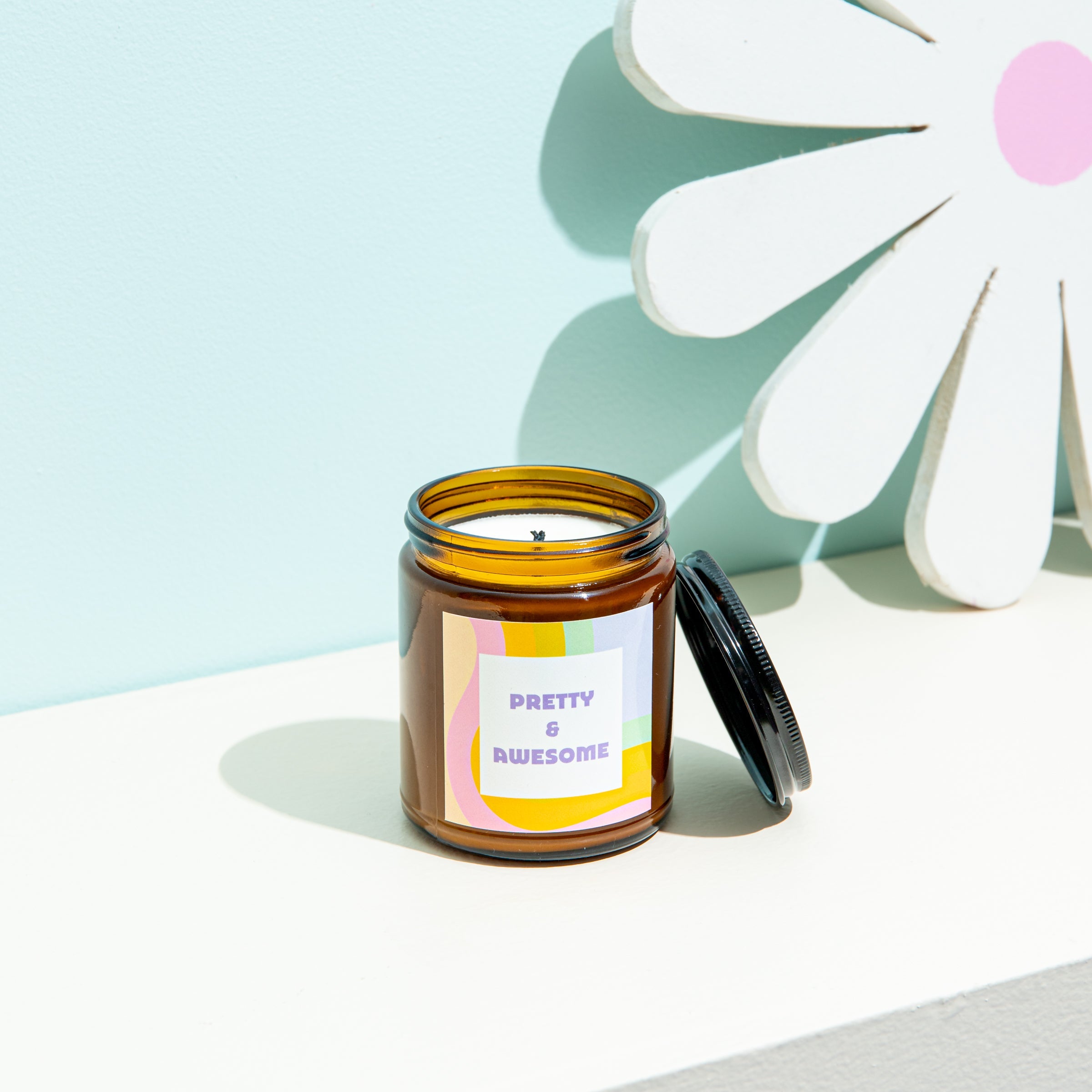 Candle Jar W/lid Amber - Delightful